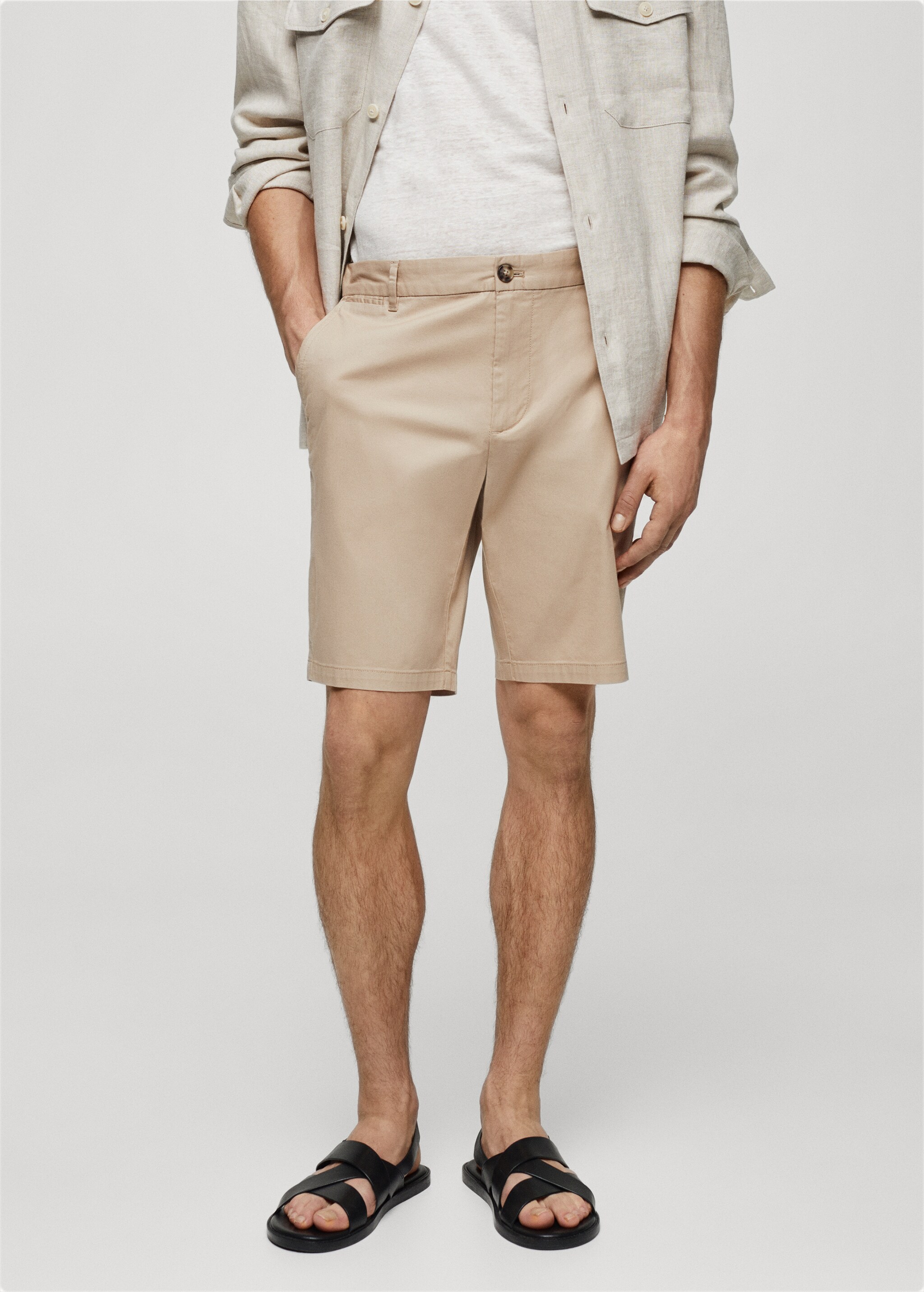 Slim-fit chino cotton bermuda shorts - Medium plane