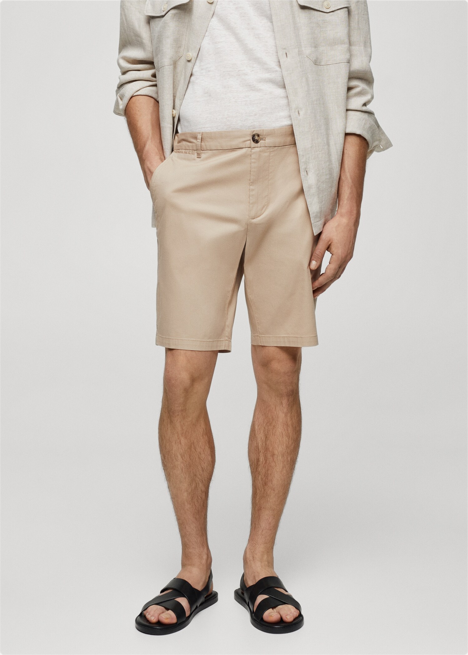 Slim-fit chino cotton bermuda shorts - Medium plane