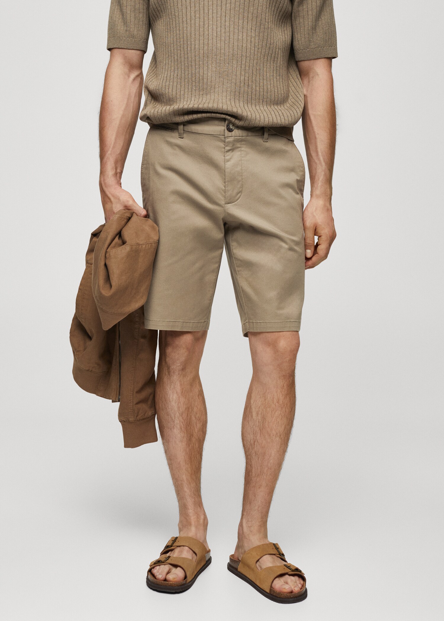 Slim-fit chino cotton bermuda shorts - Medium plane