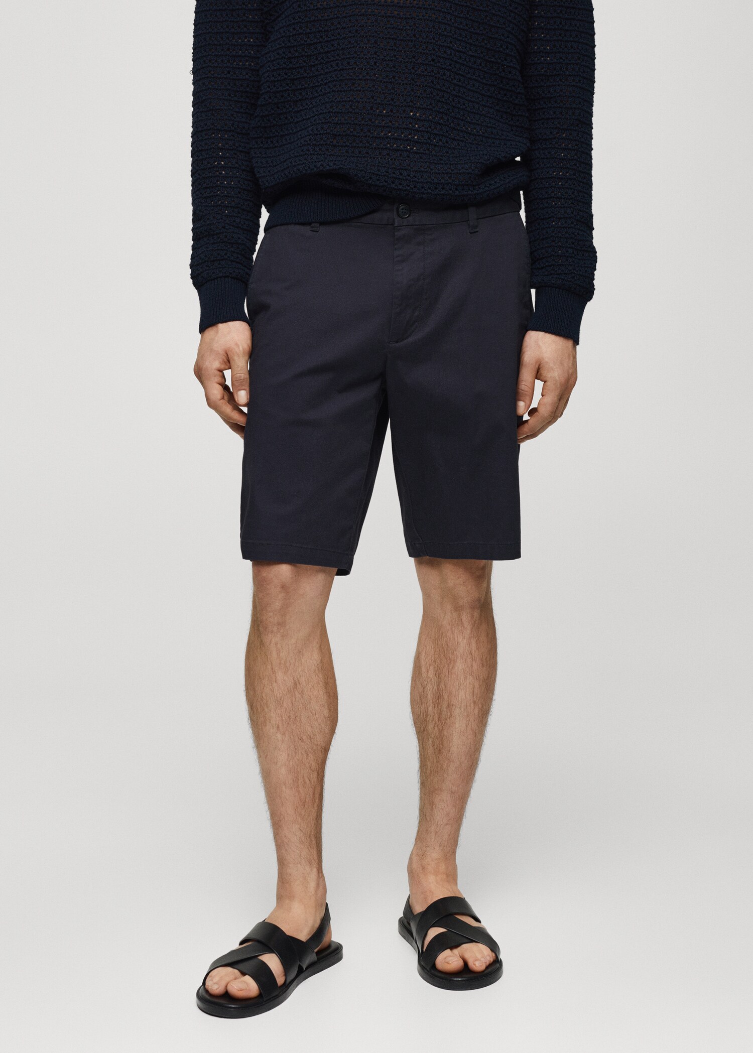 Slim-fit chino cotton bermuda shorts - Medium plane