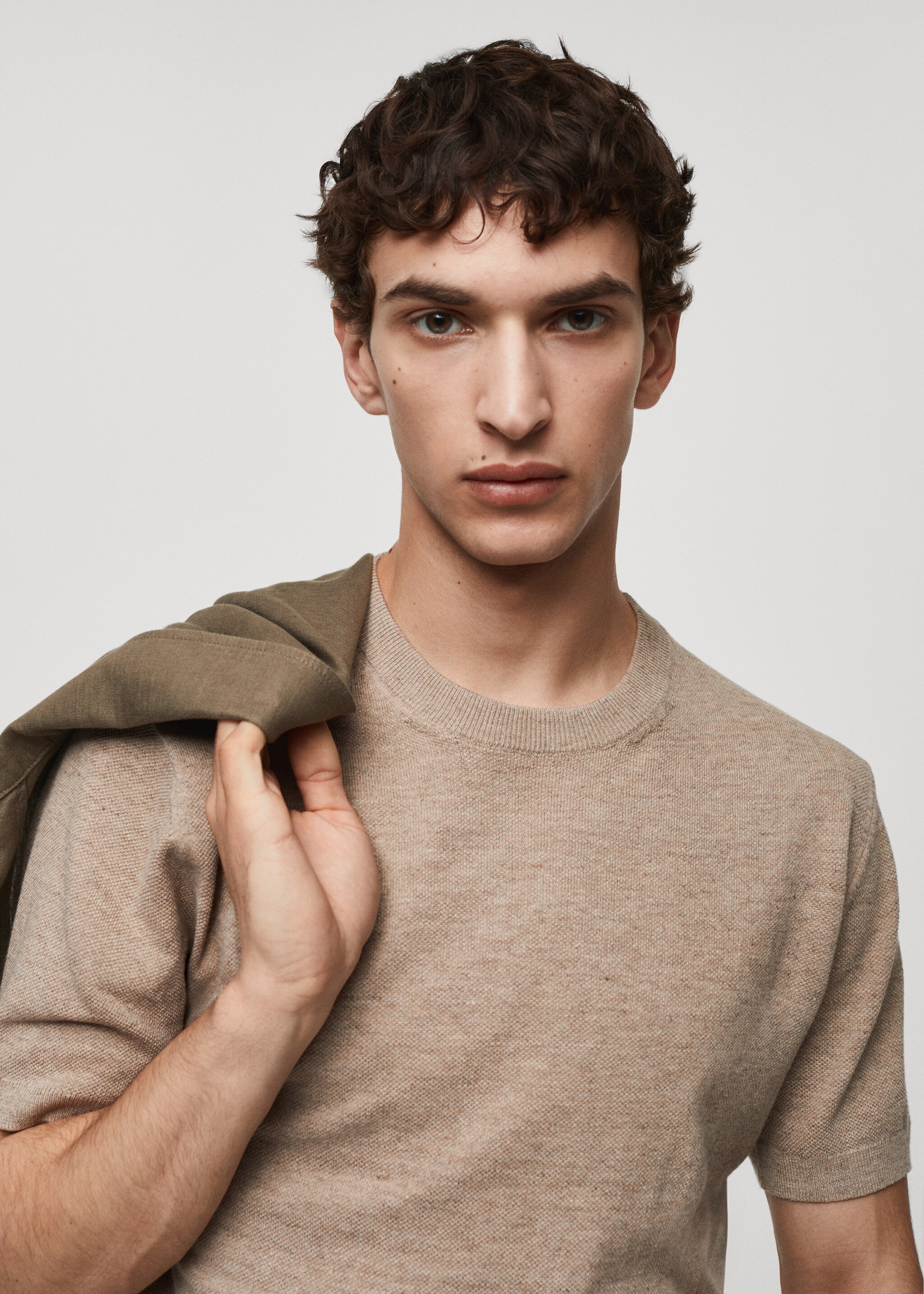 Structured cotton knit t-shirt - Details of the article 1