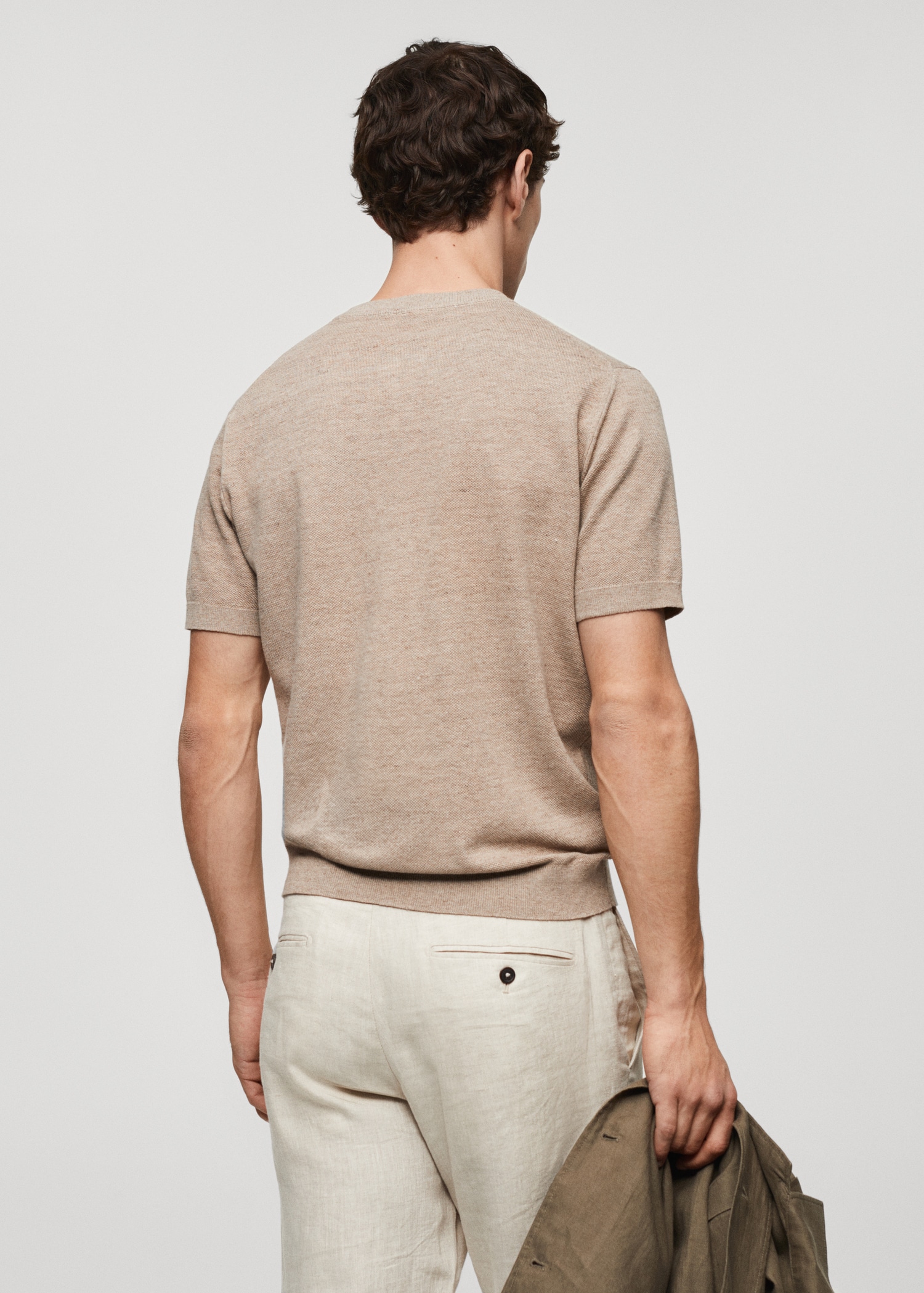 Strukturiertes Strick-T-Shirt aus Baumwolle - Rückseite des Artikels