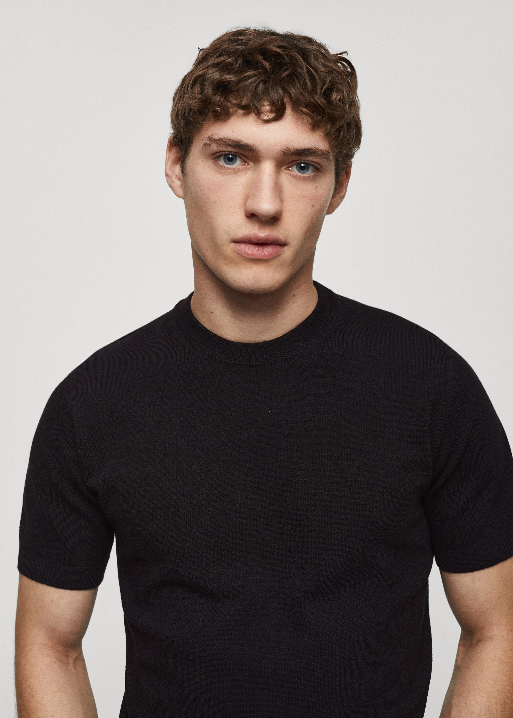 Structured cotton knit t-shirt - Details of the article 1