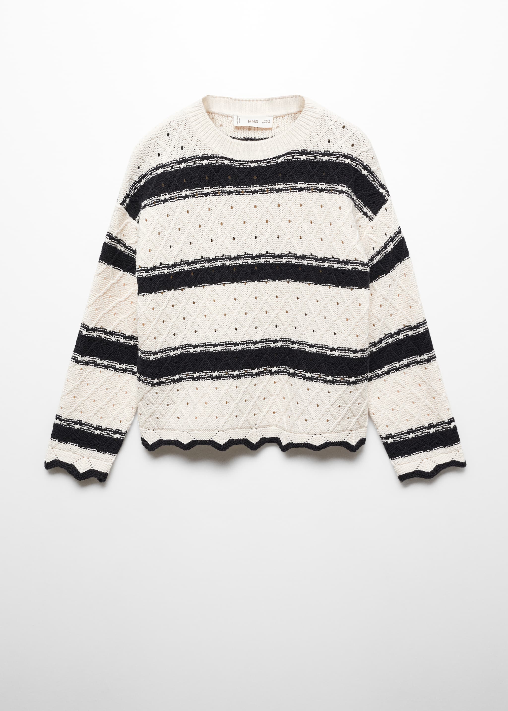 Striped openwork knit sweater - Article without model