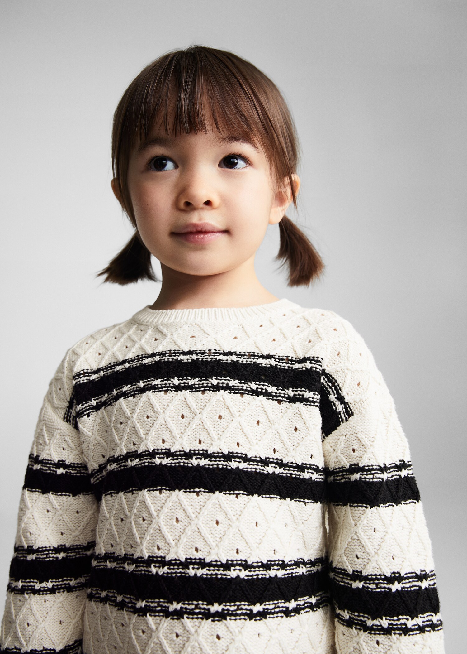 Pull-over maille ajourée rayures - Plan moyen
