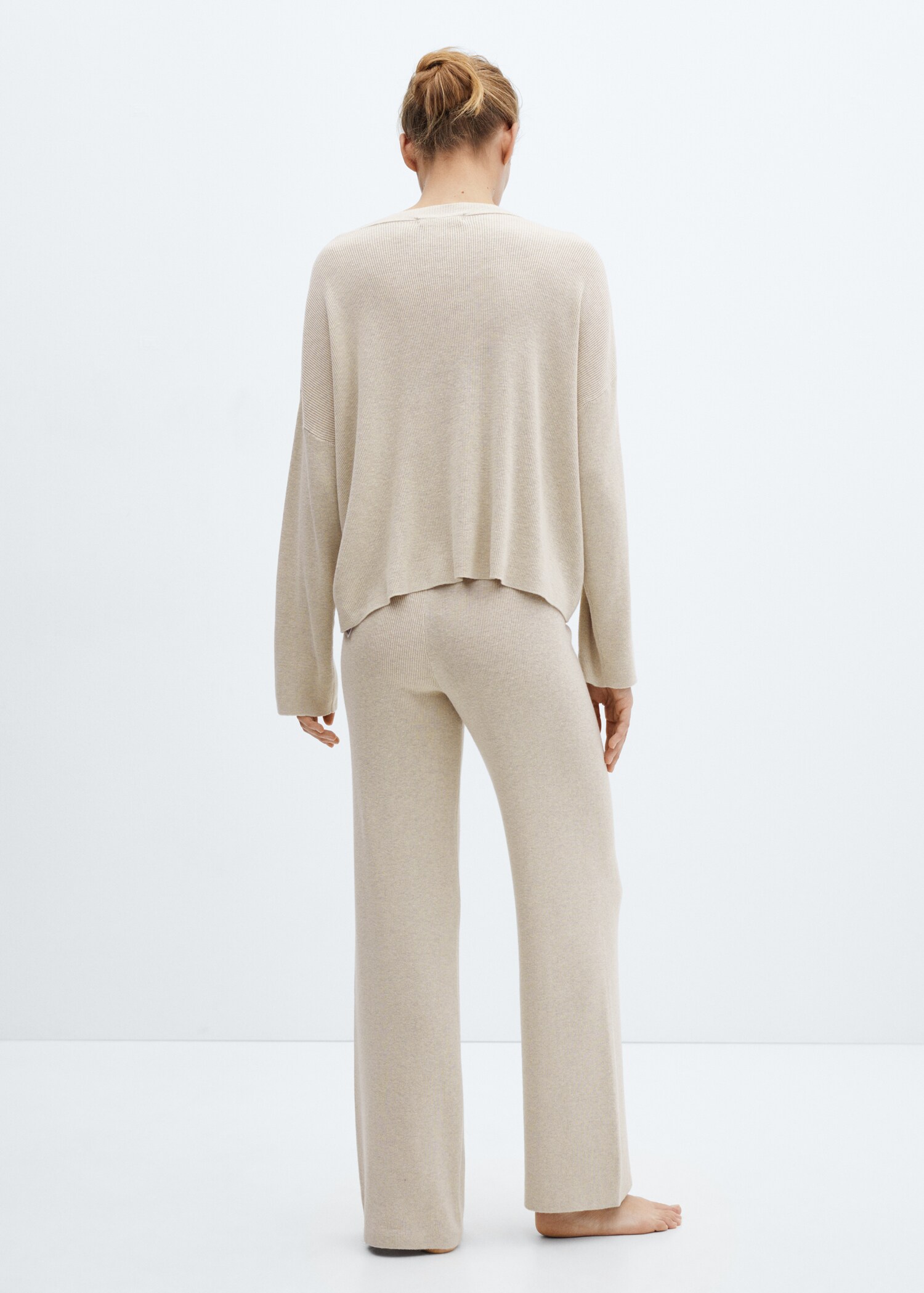 Cotton-linen round-neck knitted sweater - Reverse of the article