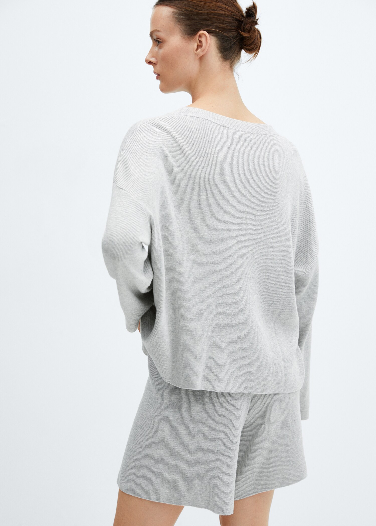 Cotton-linen round-neck knitted sweater - Reverse of the article