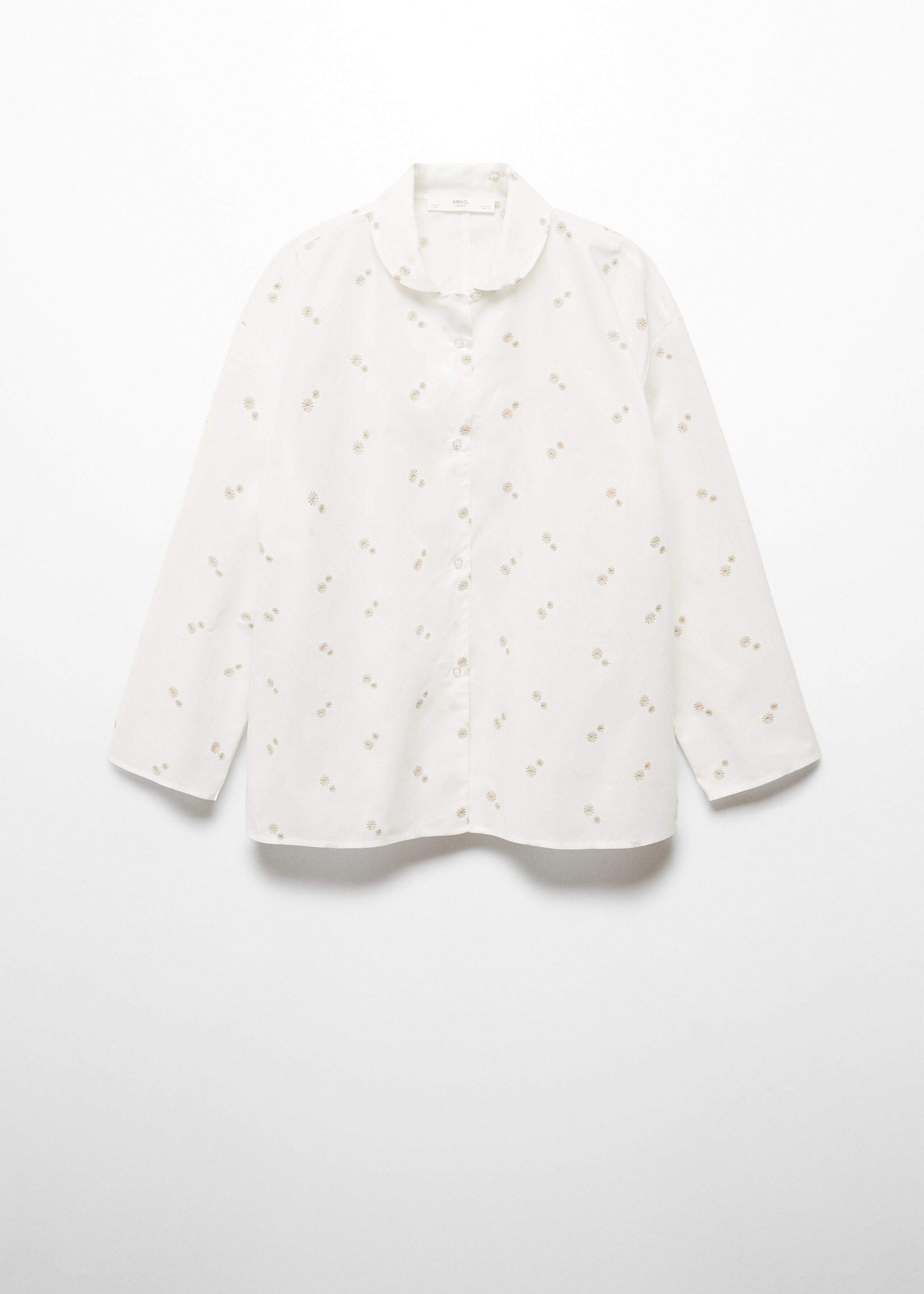 Camisa de pijama de algodão com bordado floral - Artigo sem modelo