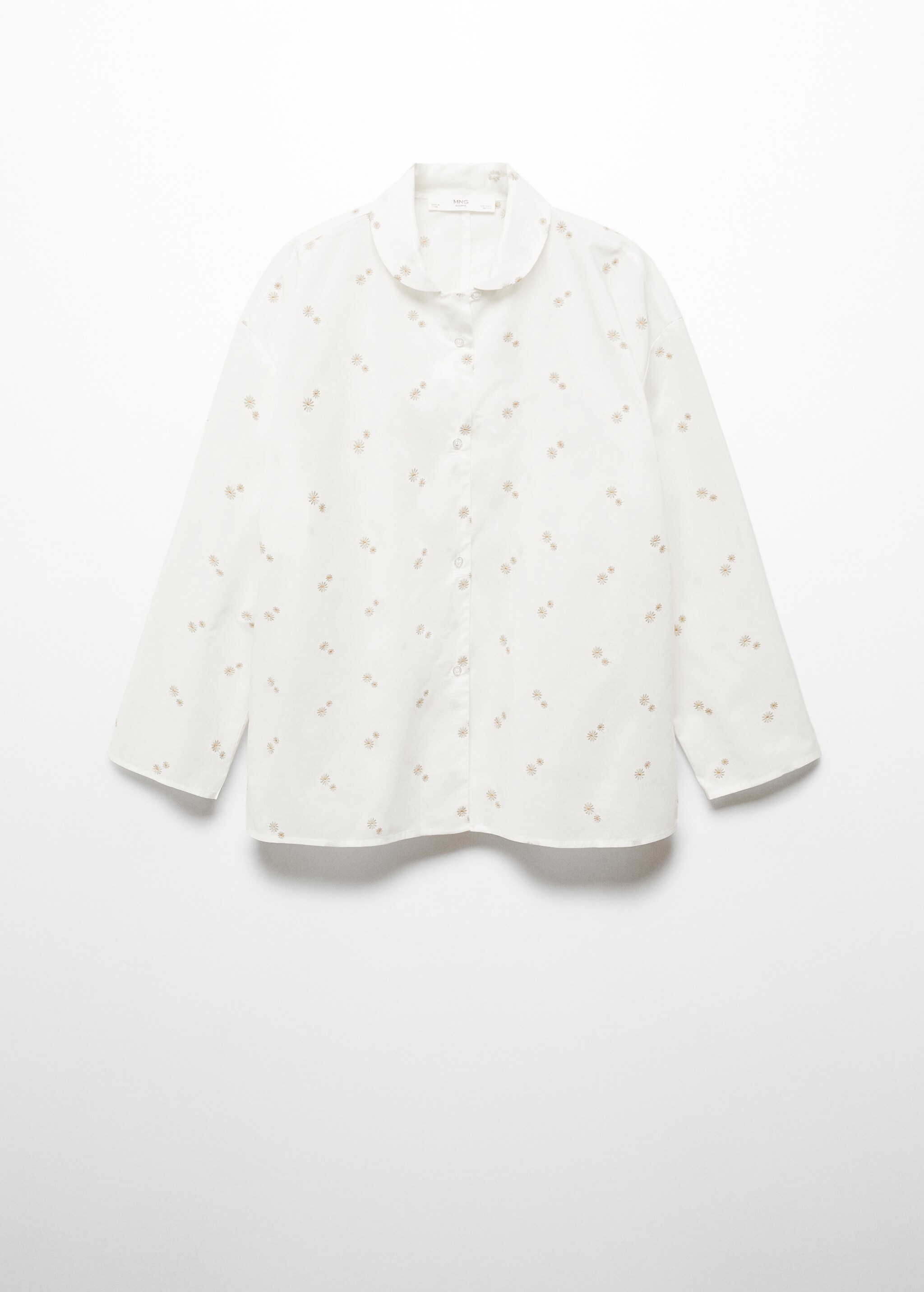 قميص بيجامة قطني مطرز بالزهور - منتج دون نموذج
