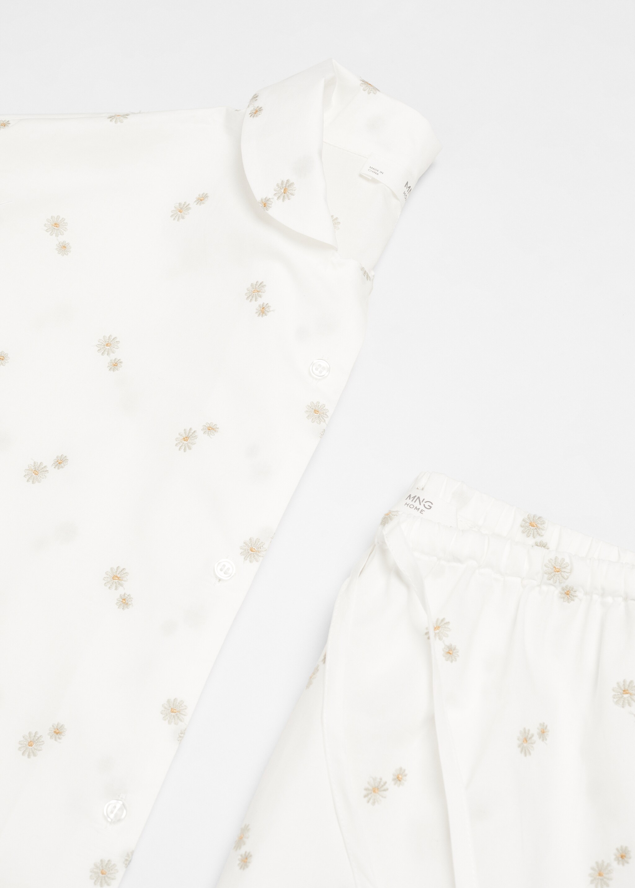 Пижамная рубашка из хлопка с цветочной вышивкой - Деталь изделия 8