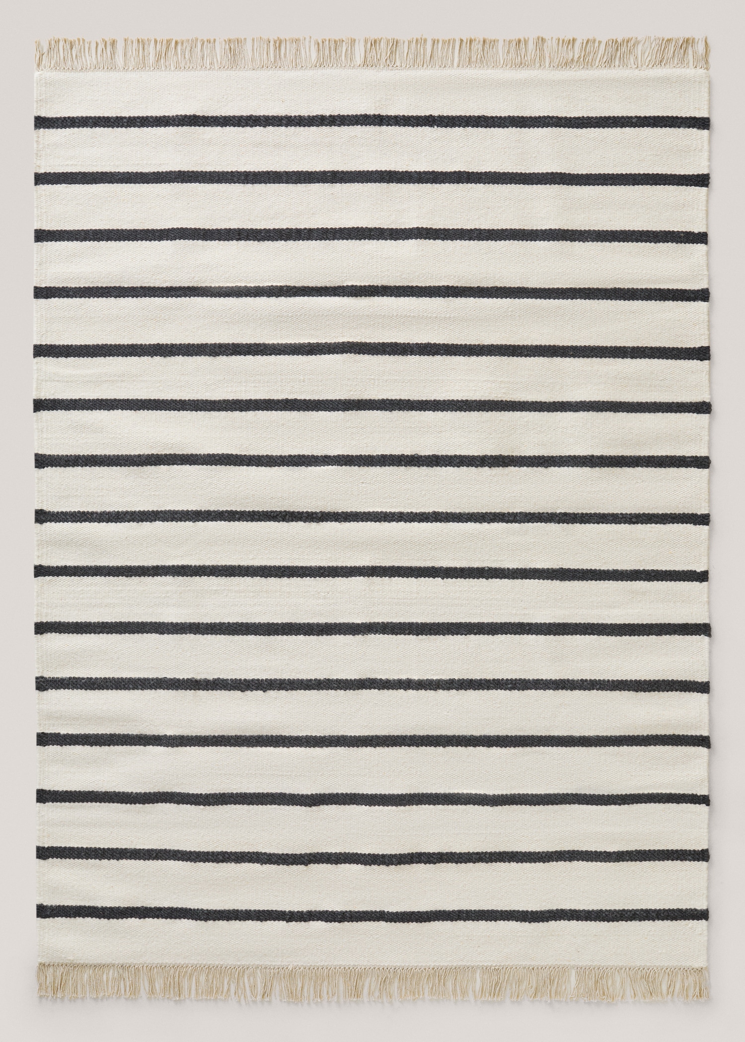 100% wool striped fringed rug - Article without model