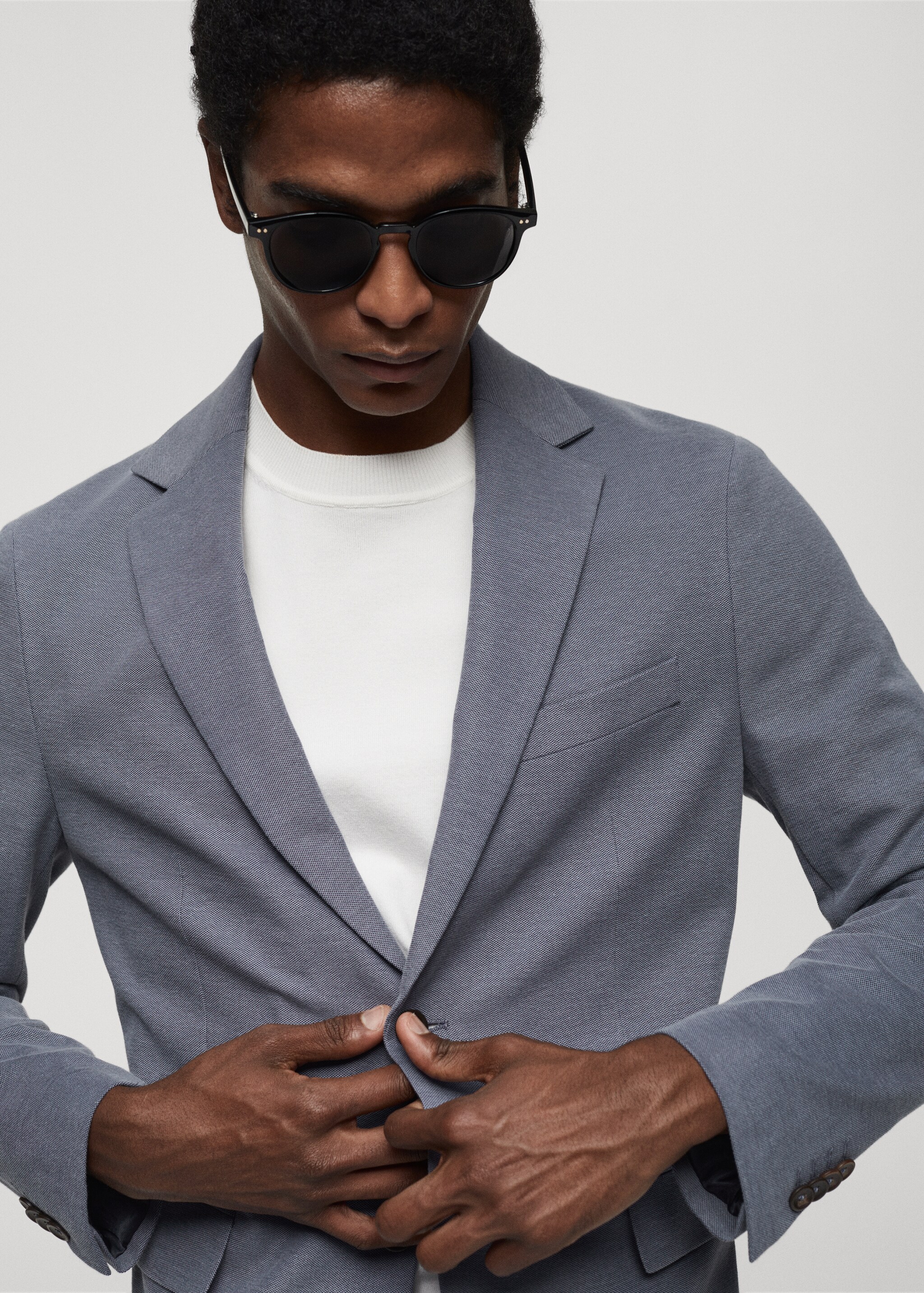 Structured slim fit cotton blazer - Details of the article 4