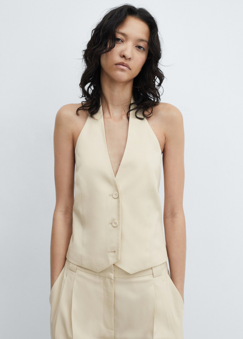 Lyocell halter-neck waistcoat - Women | MANGO Kosovo