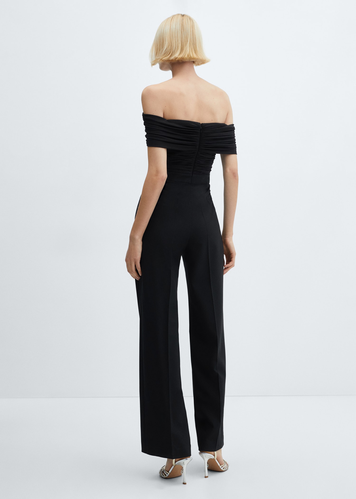 Off-the-shoulder jumpsuit with gathered detail Women MANGO Pakistan