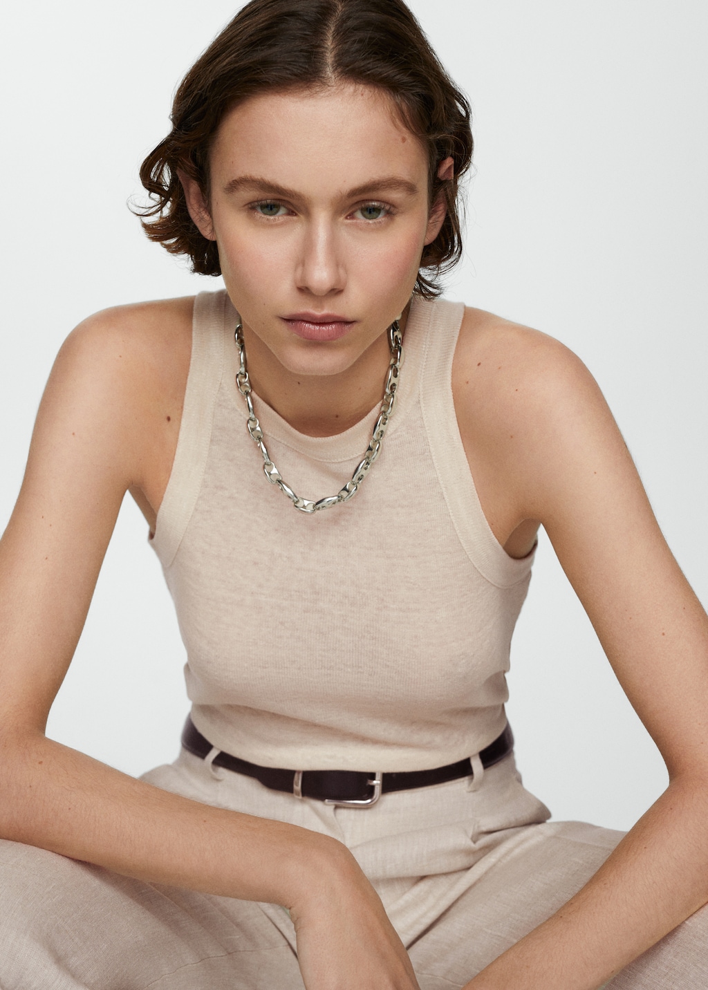 100 linen top Women MANGO Japan