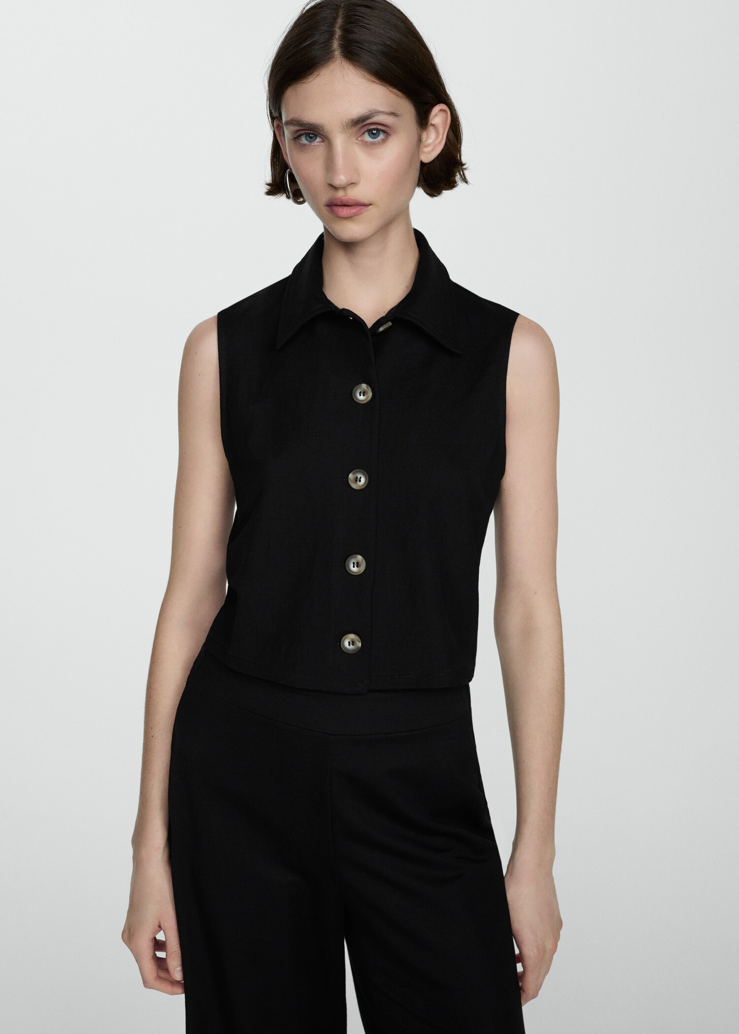 Gilet col chemise - Plan moyen