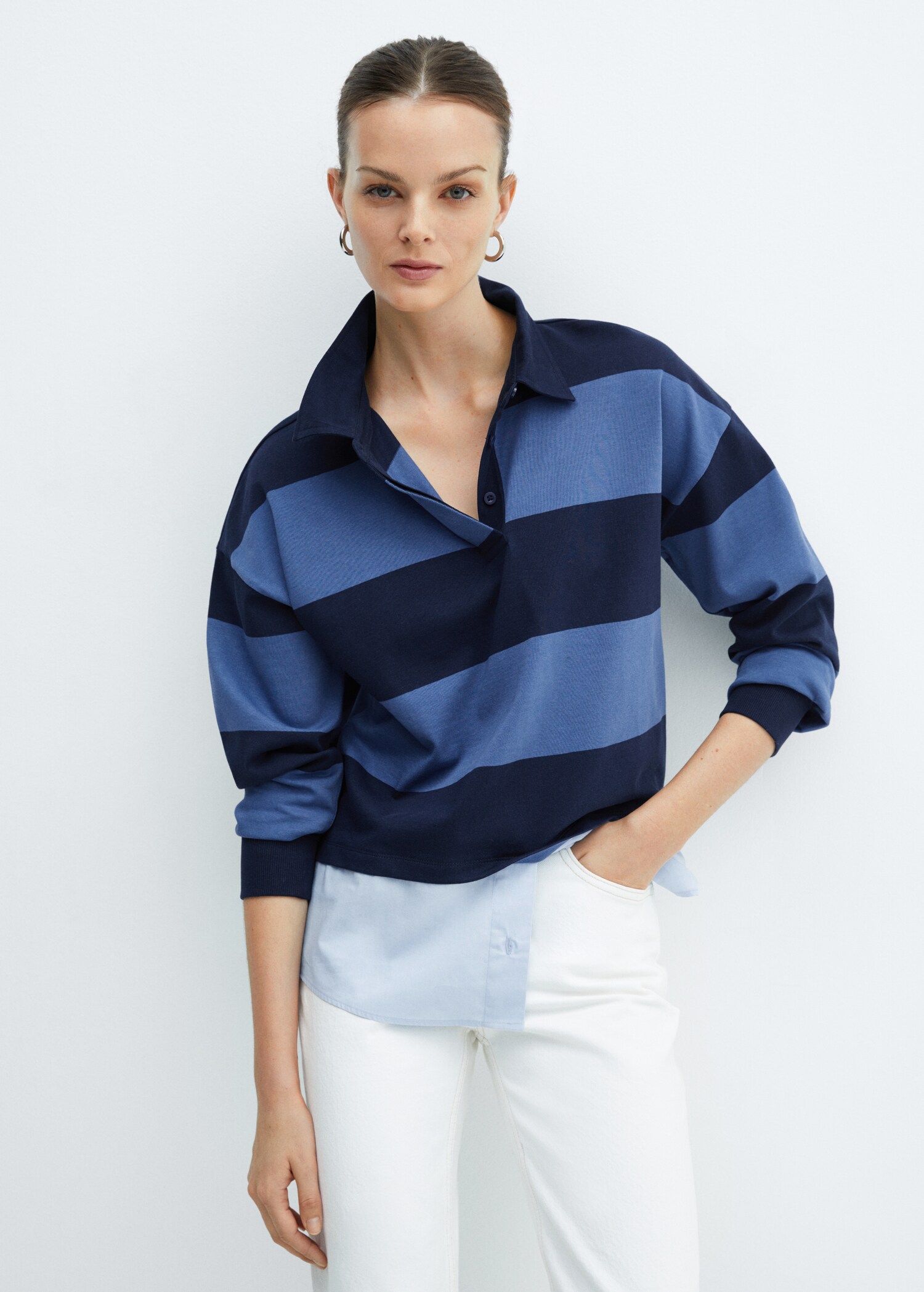 Polo rayures combiné chemise - Plan moyen