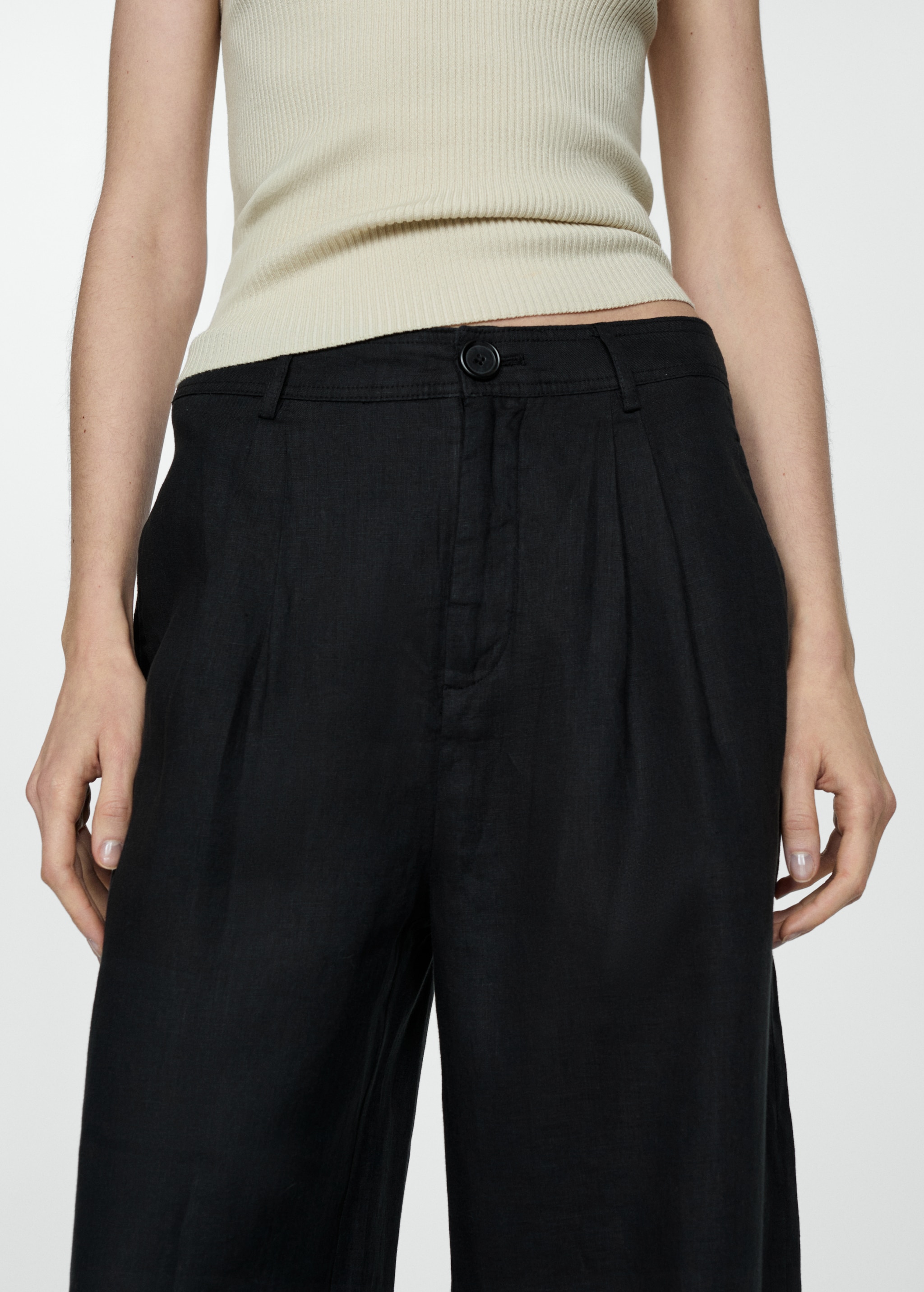 100% linen wideleg trousers - Details of the article 6