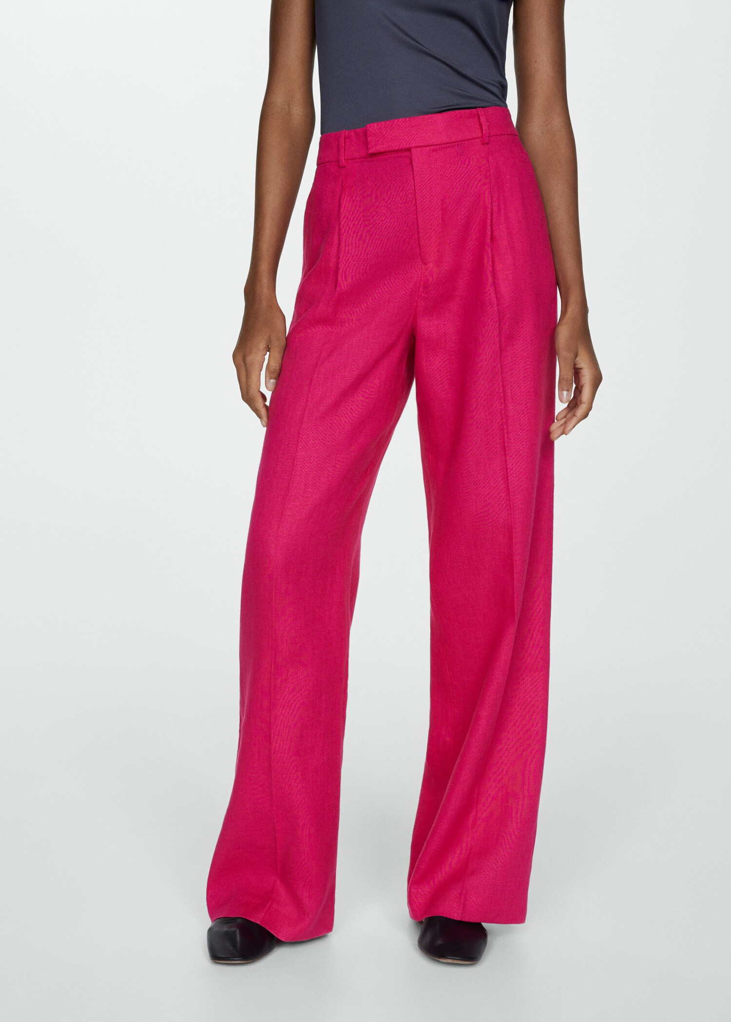 Pantalón pinzas 100% lino - Plano medio