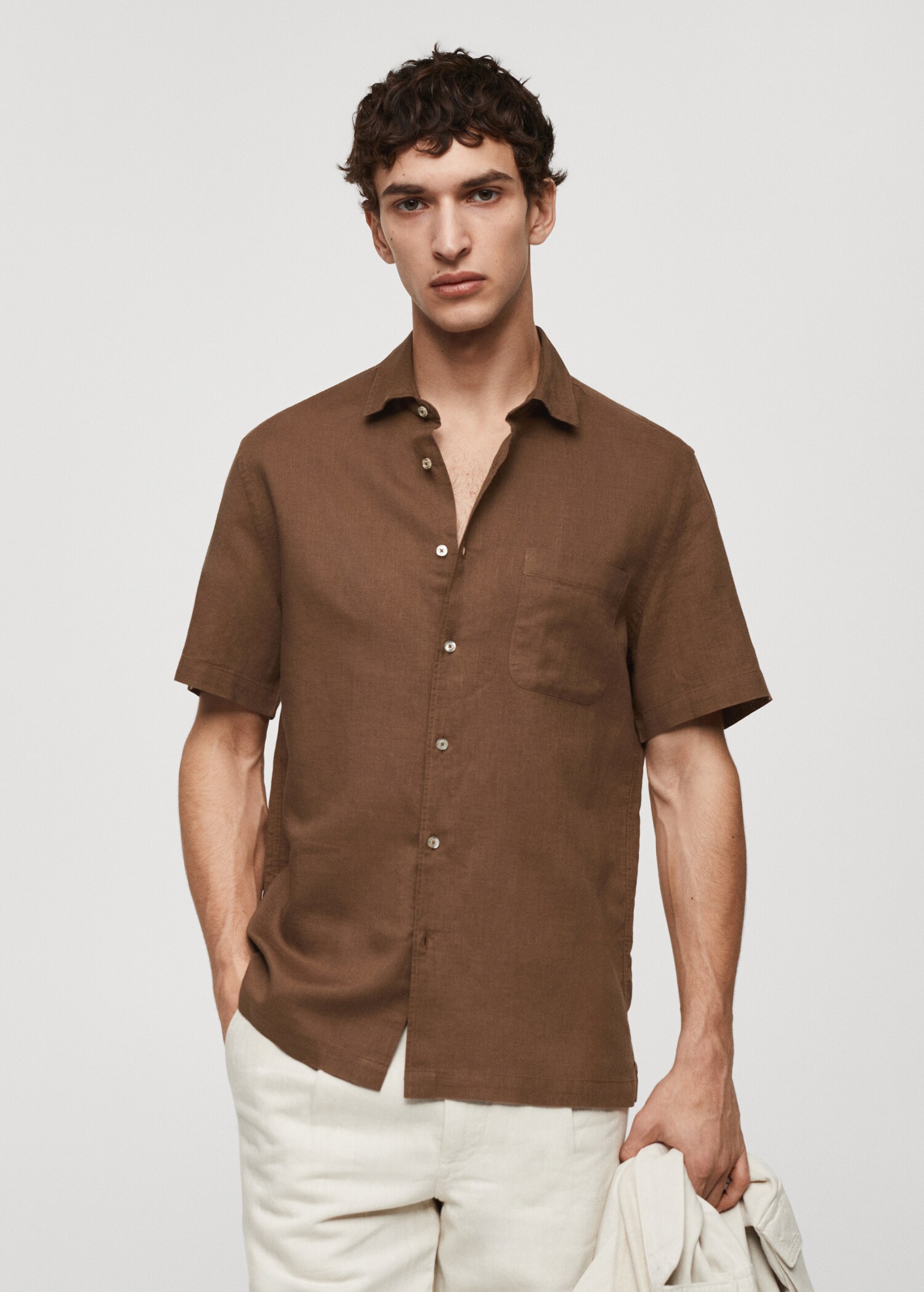 Regular-fit linen shirt with pocket - Medium plane