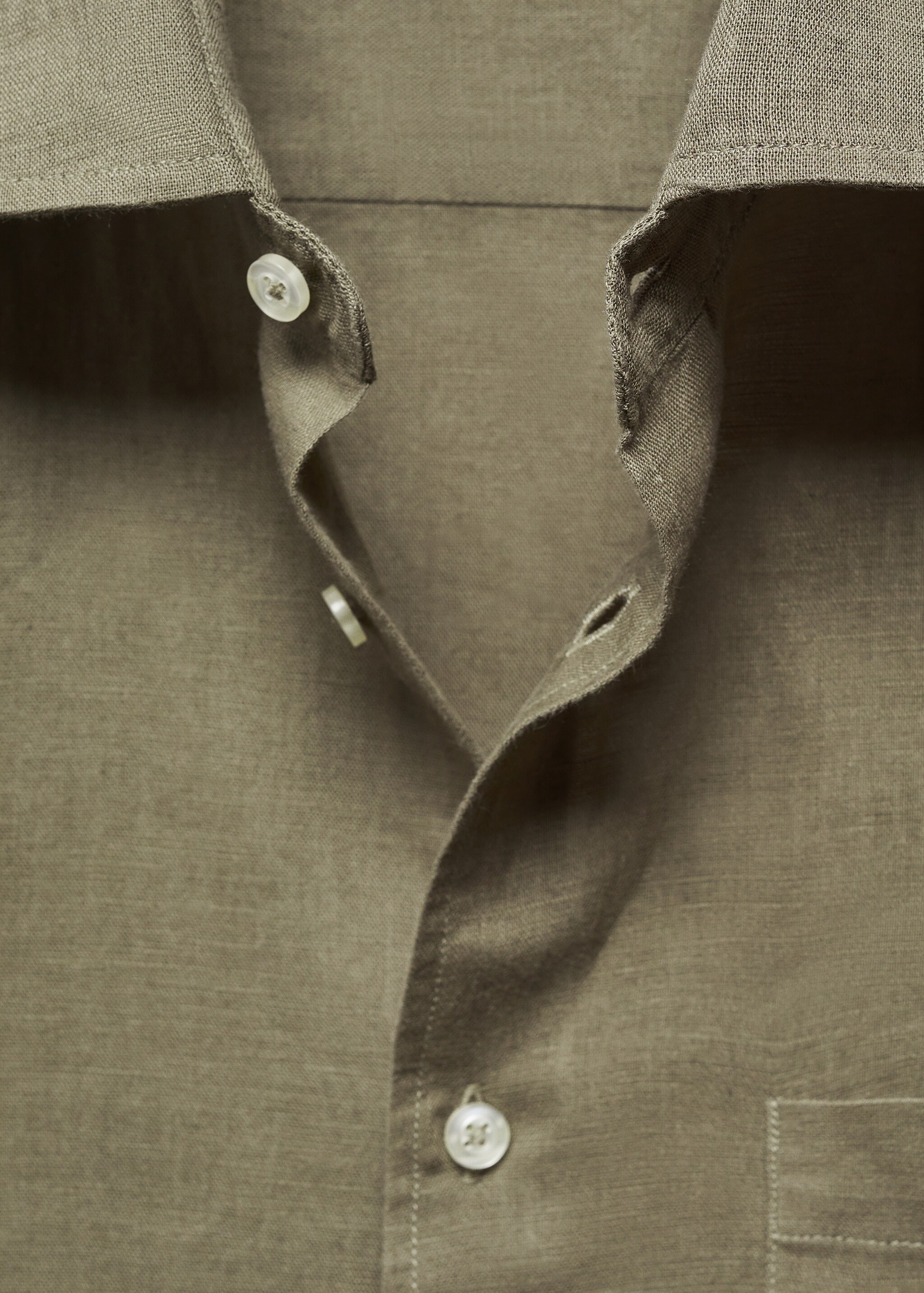 Camisa regular fit lino bolsillo - Detalle del artículo 8