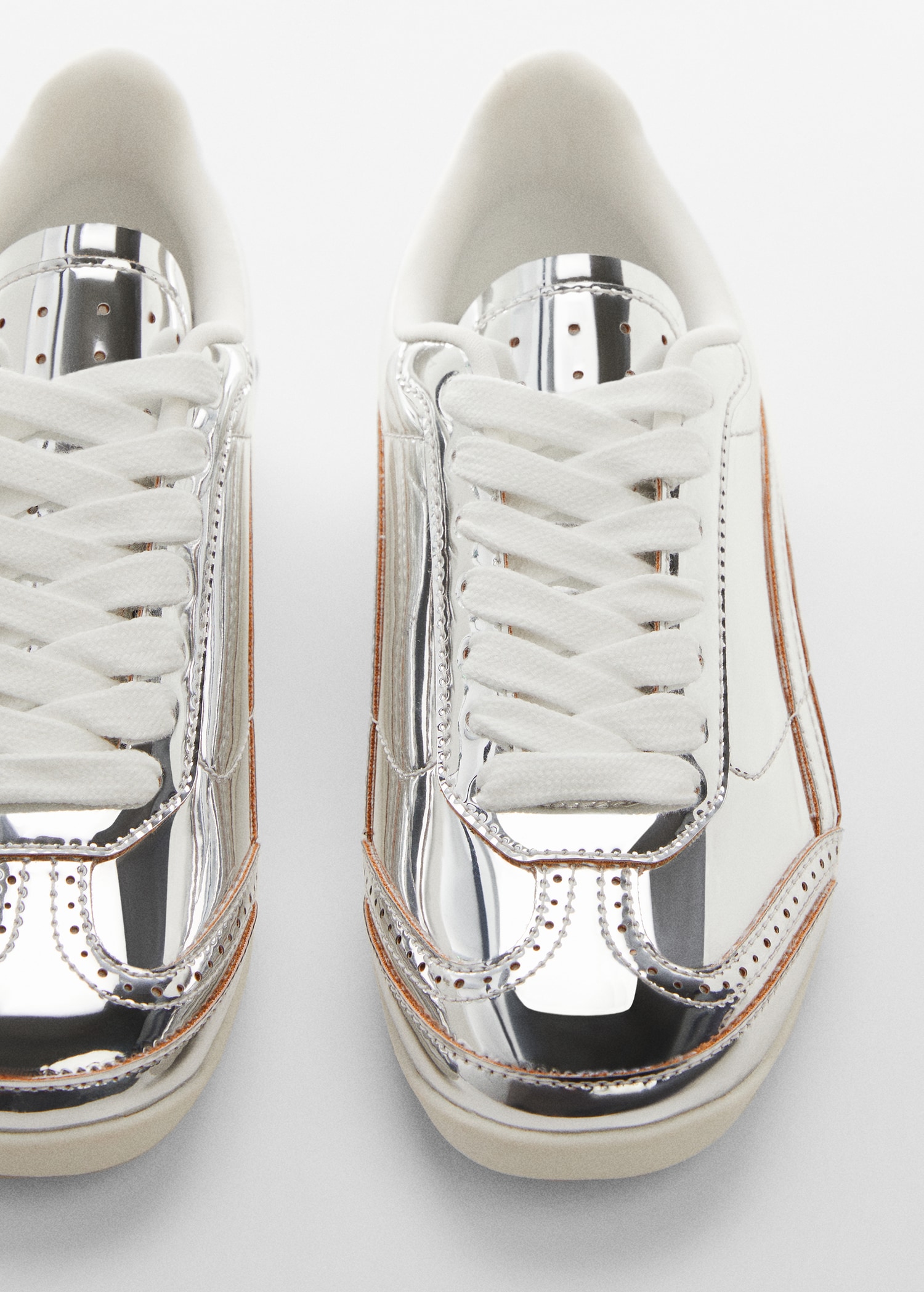 Metallic lace-up sneakers - Woman | MANGO USA