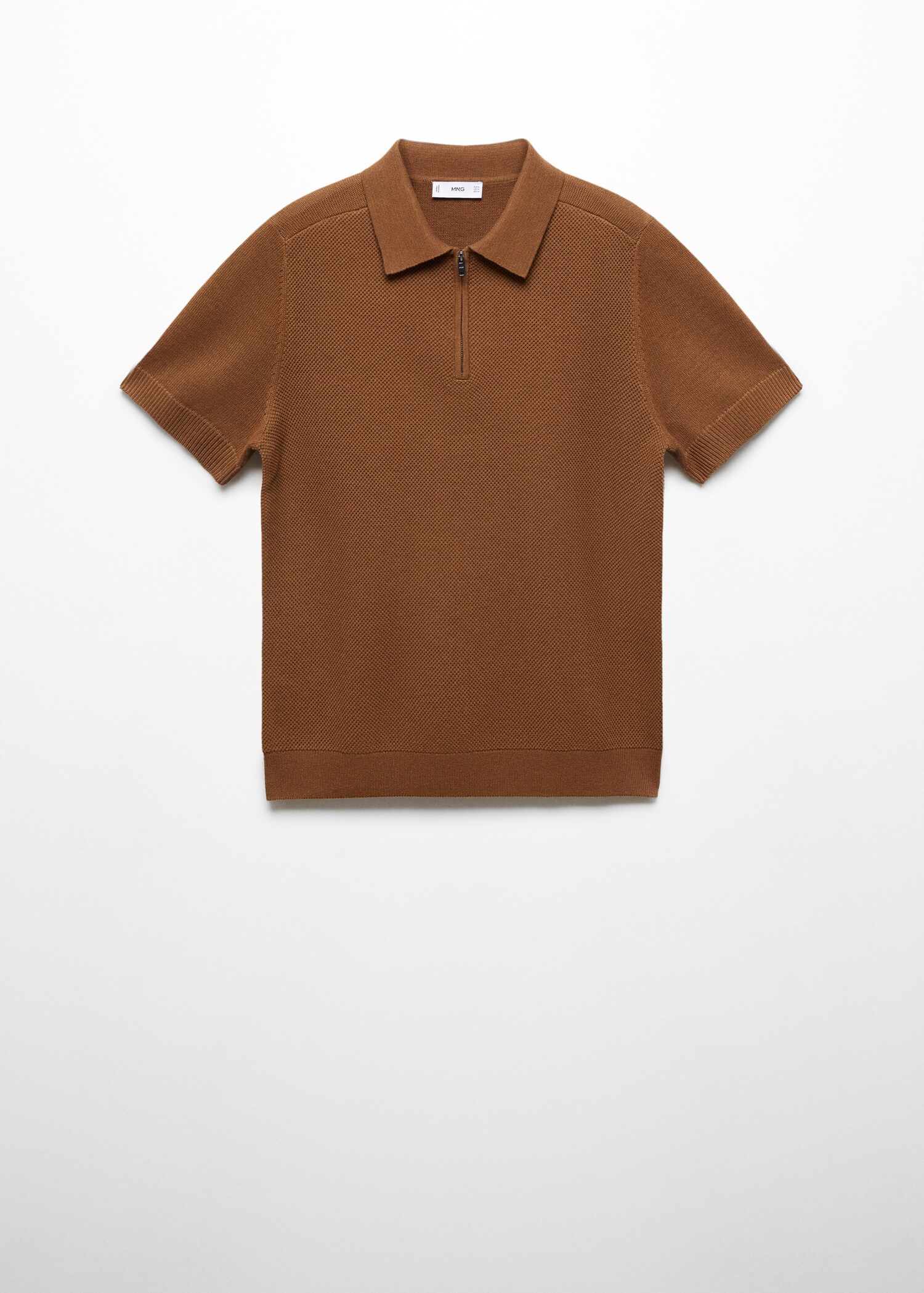 Cotton-knit polo shirt with zip - Article without model