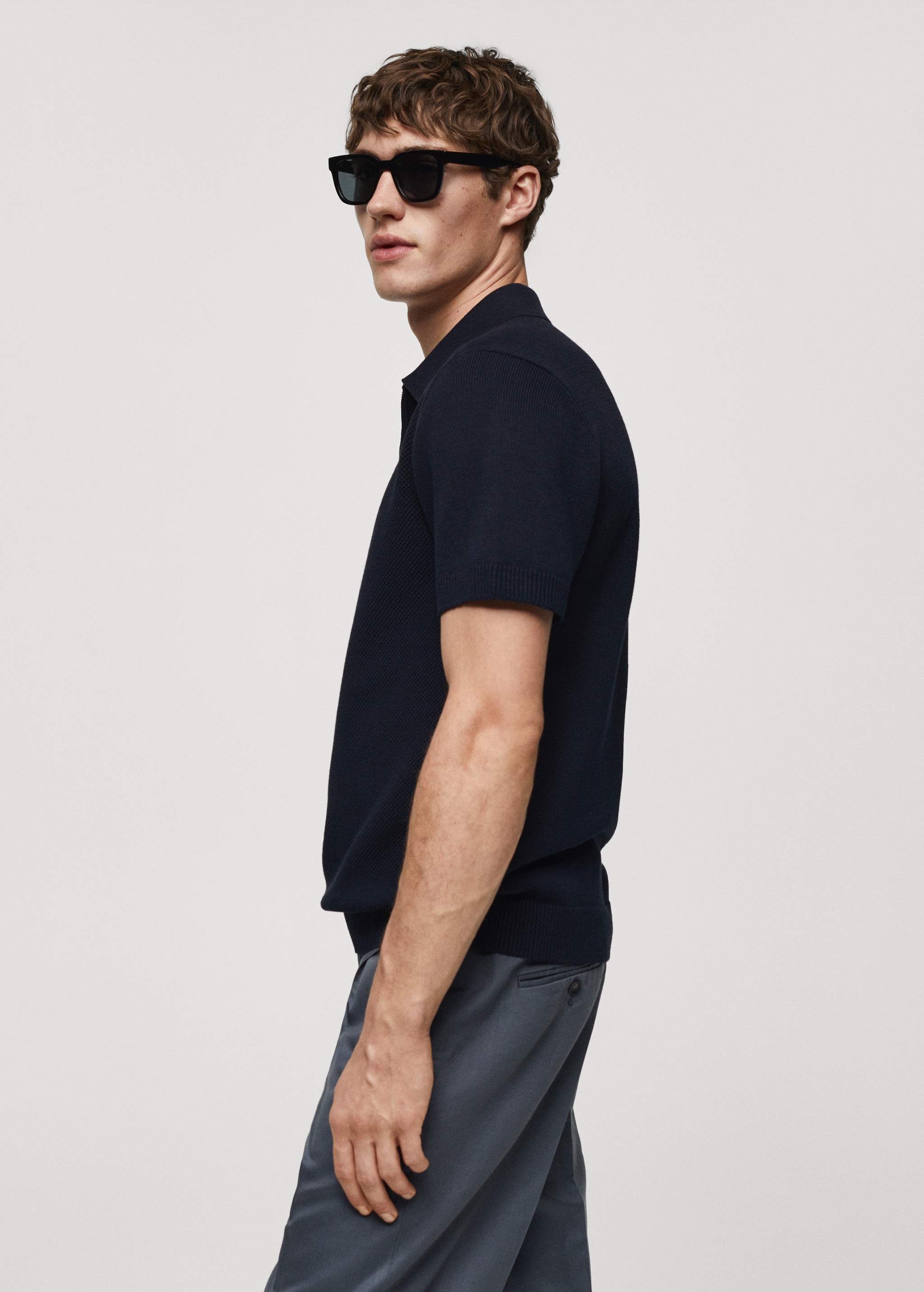 Cotton-knit polo shirt with zip - Details of the article 2