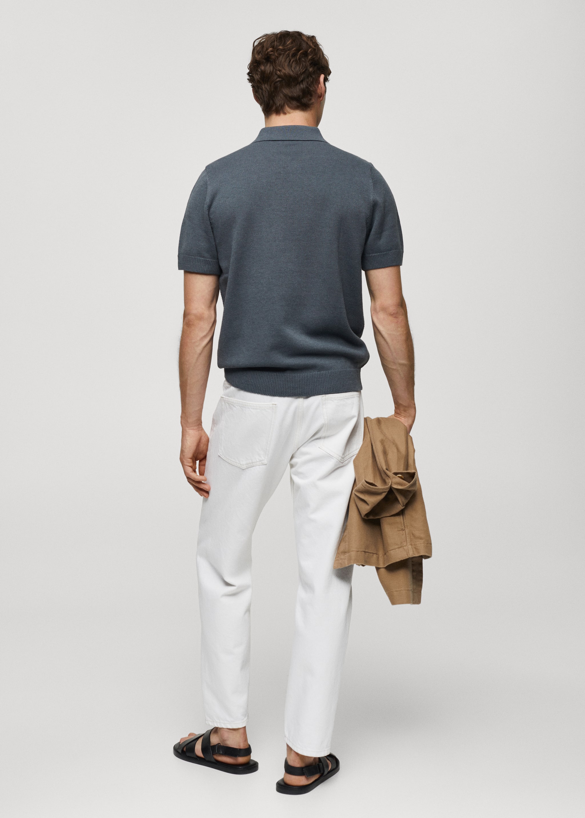 Cotton-knit polo shirt with zip - Reverse of the article