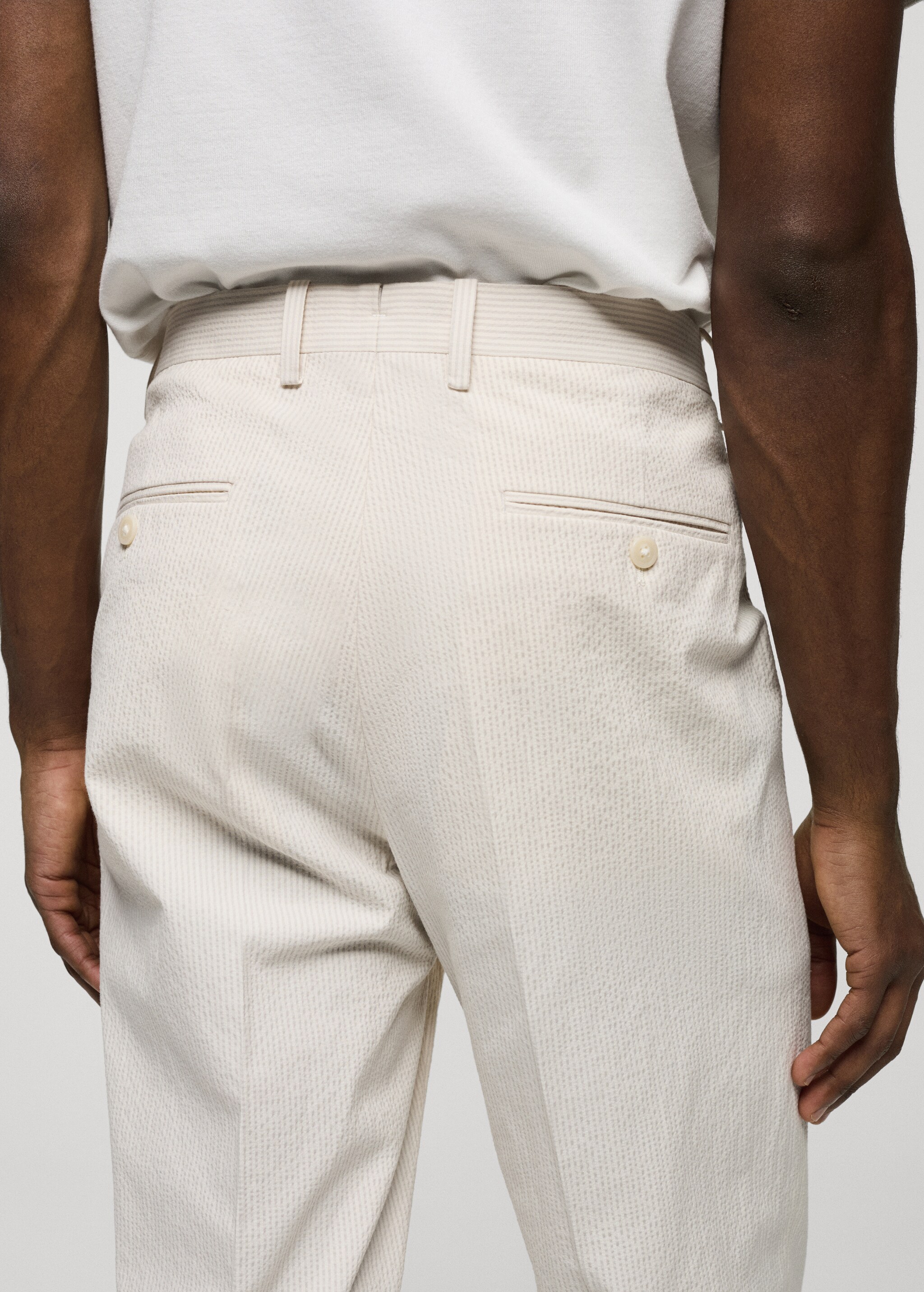Pantalon costume slim-fit coton seersucker rayures - Détail de l'article 4