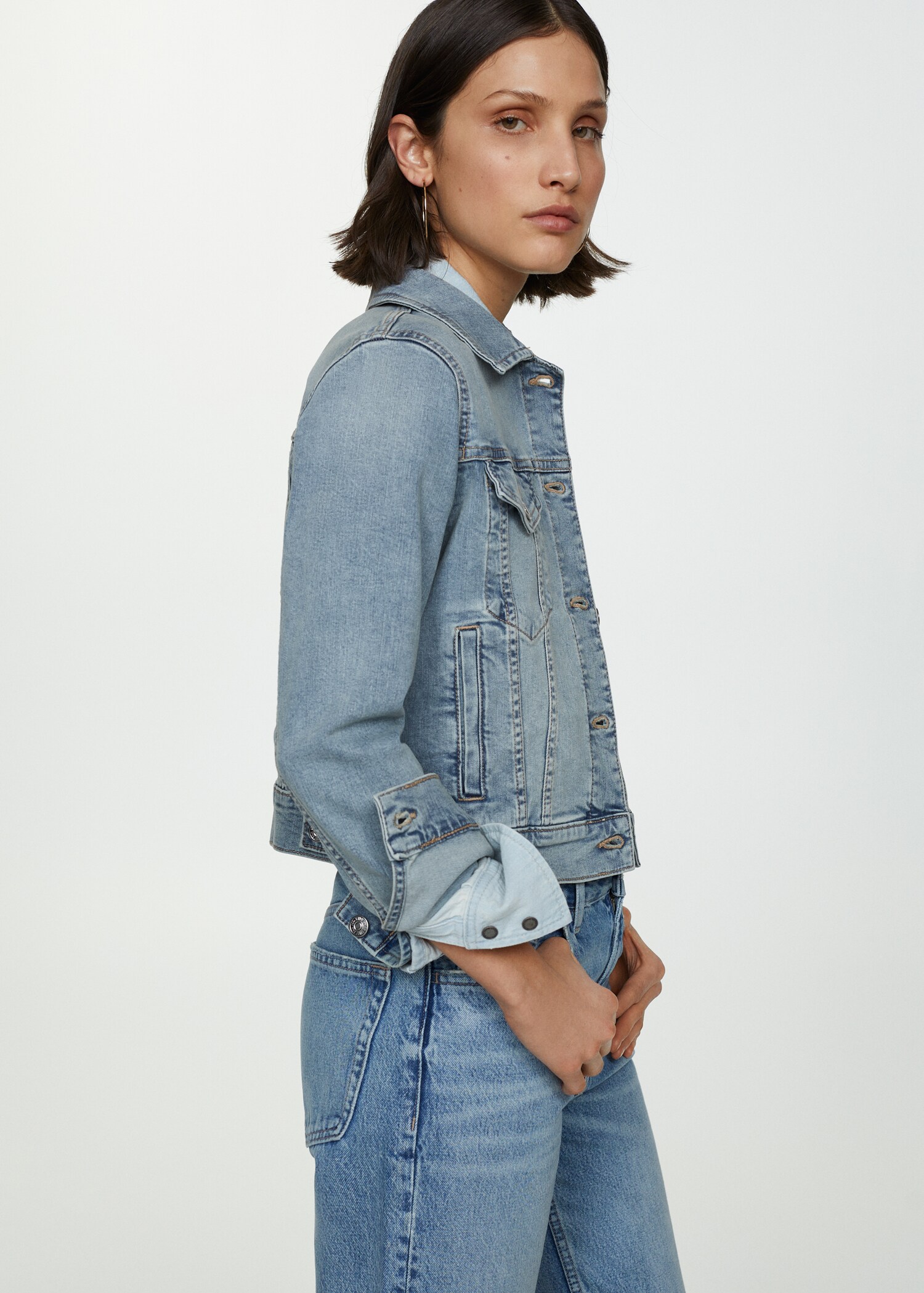Blouson jean poches - Plan moyen