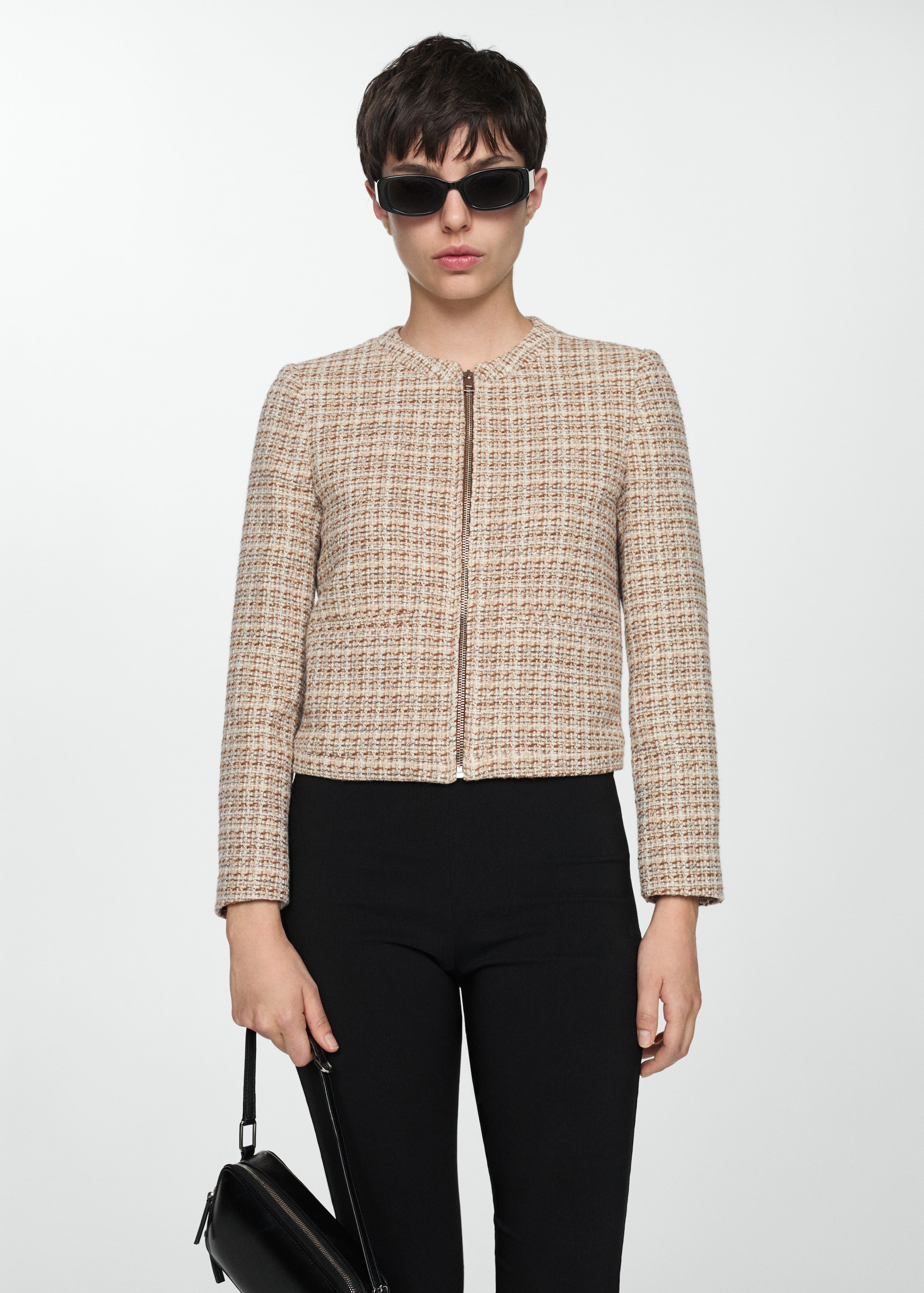 Tweed jacket with zip - Main Image