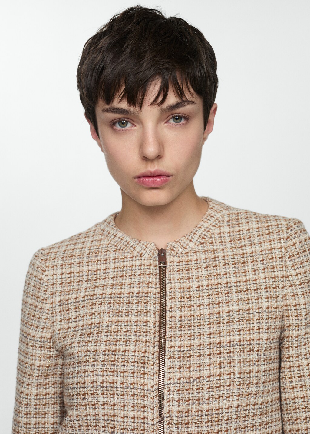 Tweed jacket with zip - Women | MANGO Montenegro Tweed jacket with zip - Women | MANGO Montenegro