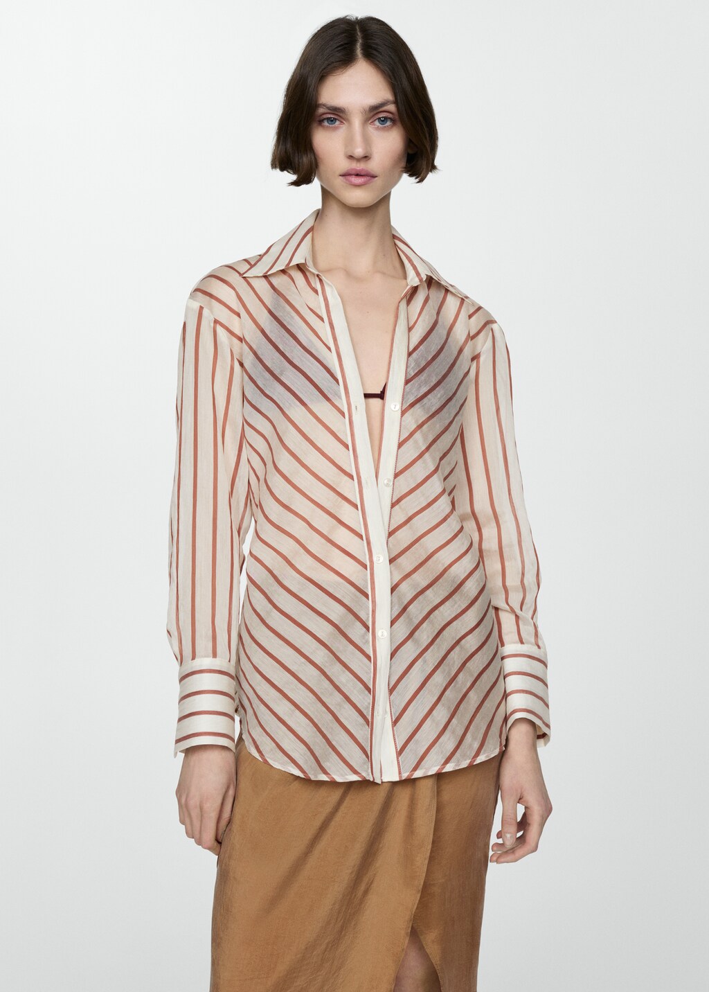 Semi-transparent striped shirt