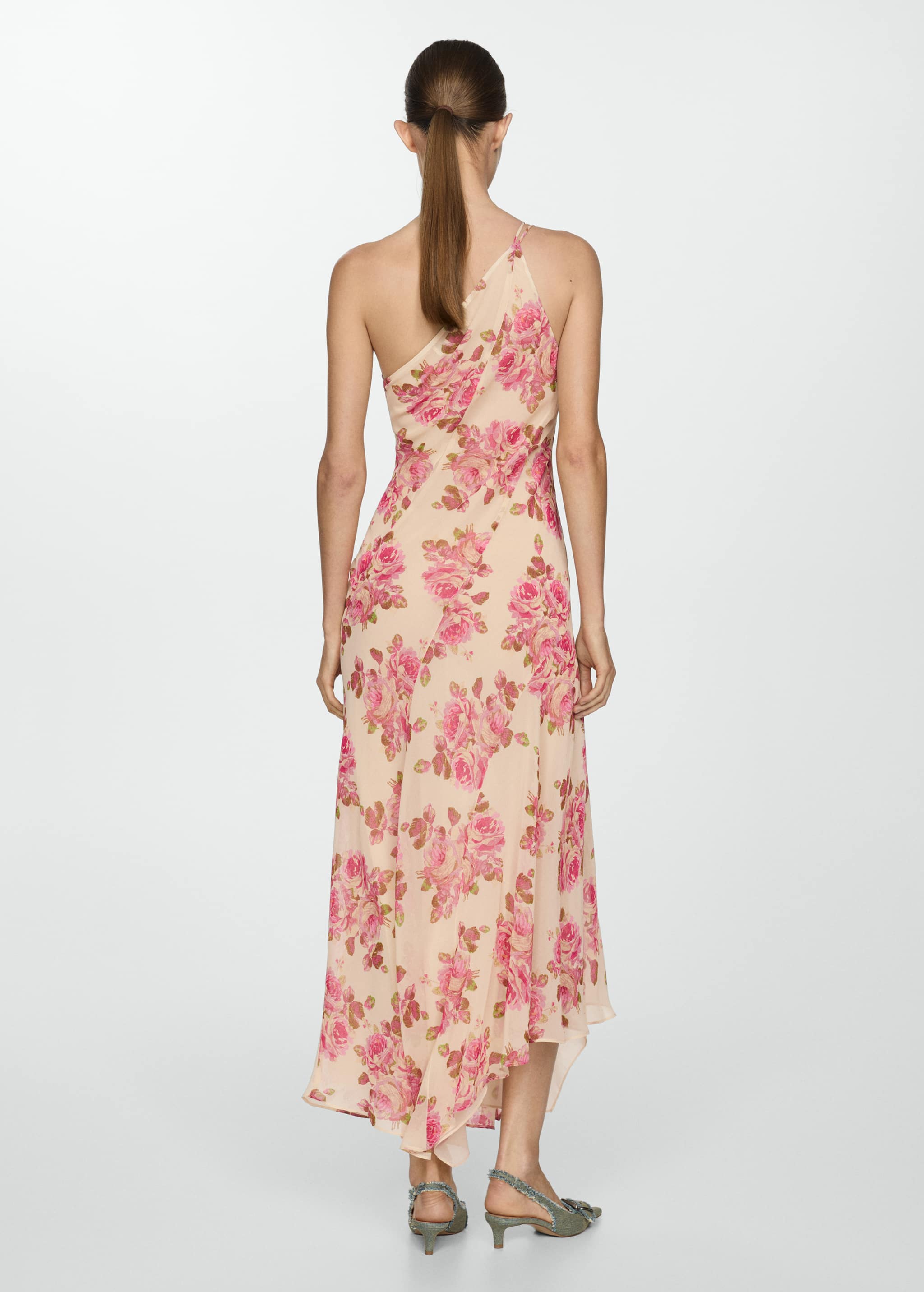 Asymmetrical floral dress - Reverse of the article