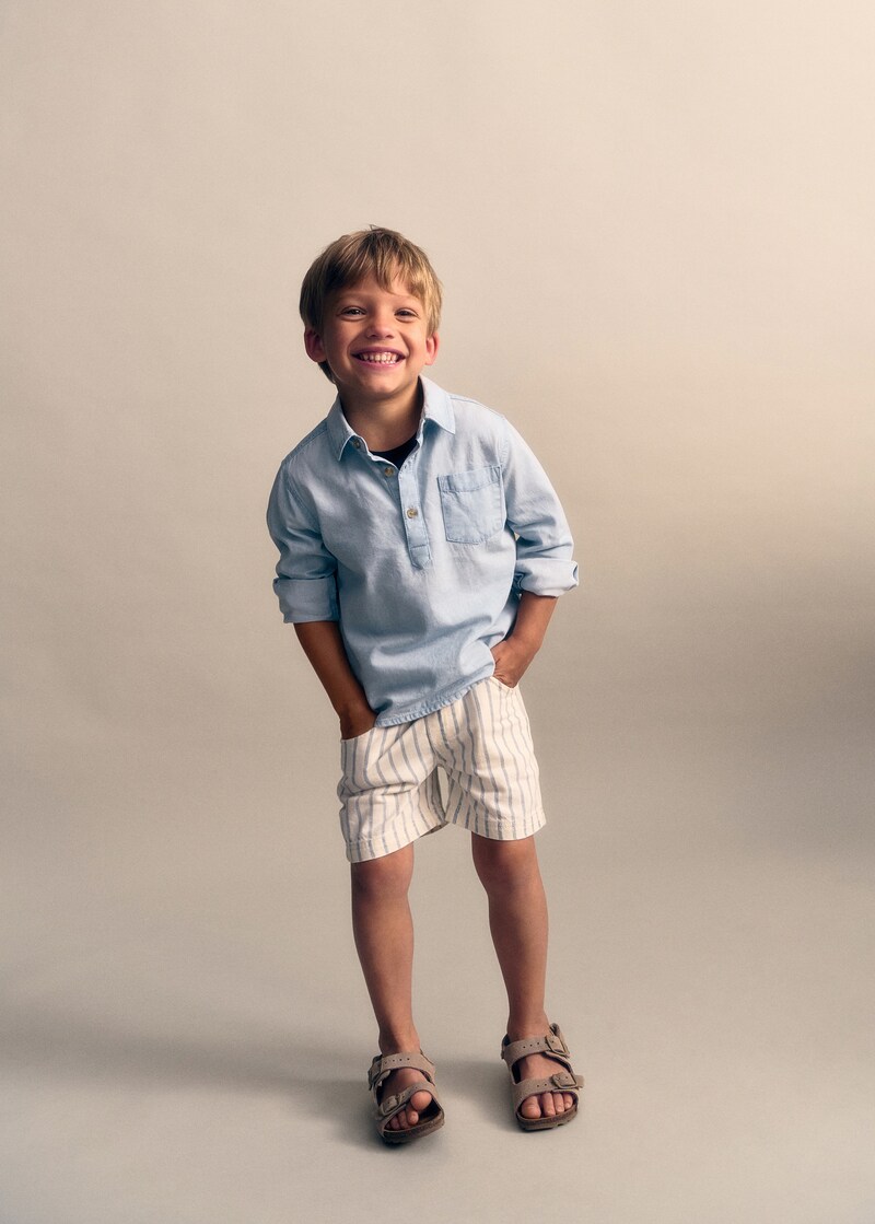 Striped cotton Bermuda shorts - Kids | MANGO USA