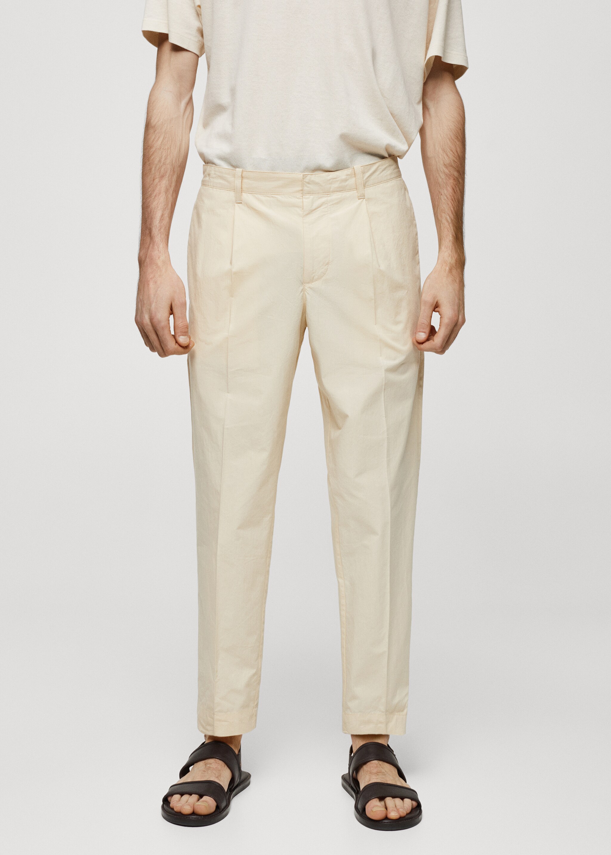 100% slim-fit cotton trousers - Medium plane