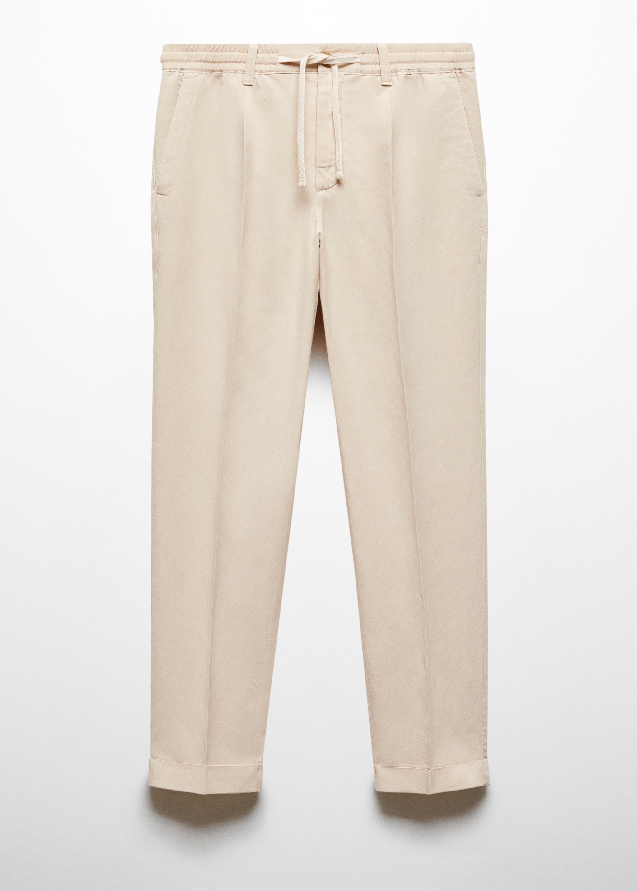 Linen-blend slim-fit trousers with drawstring - Article without model