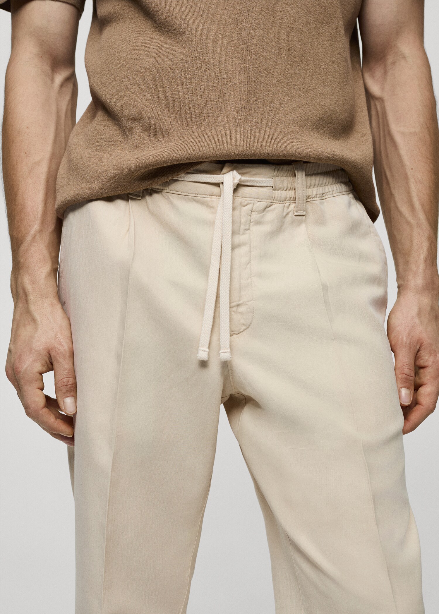 Pantalon slim-fit mélange de lin cordon - Détail de l'article 1