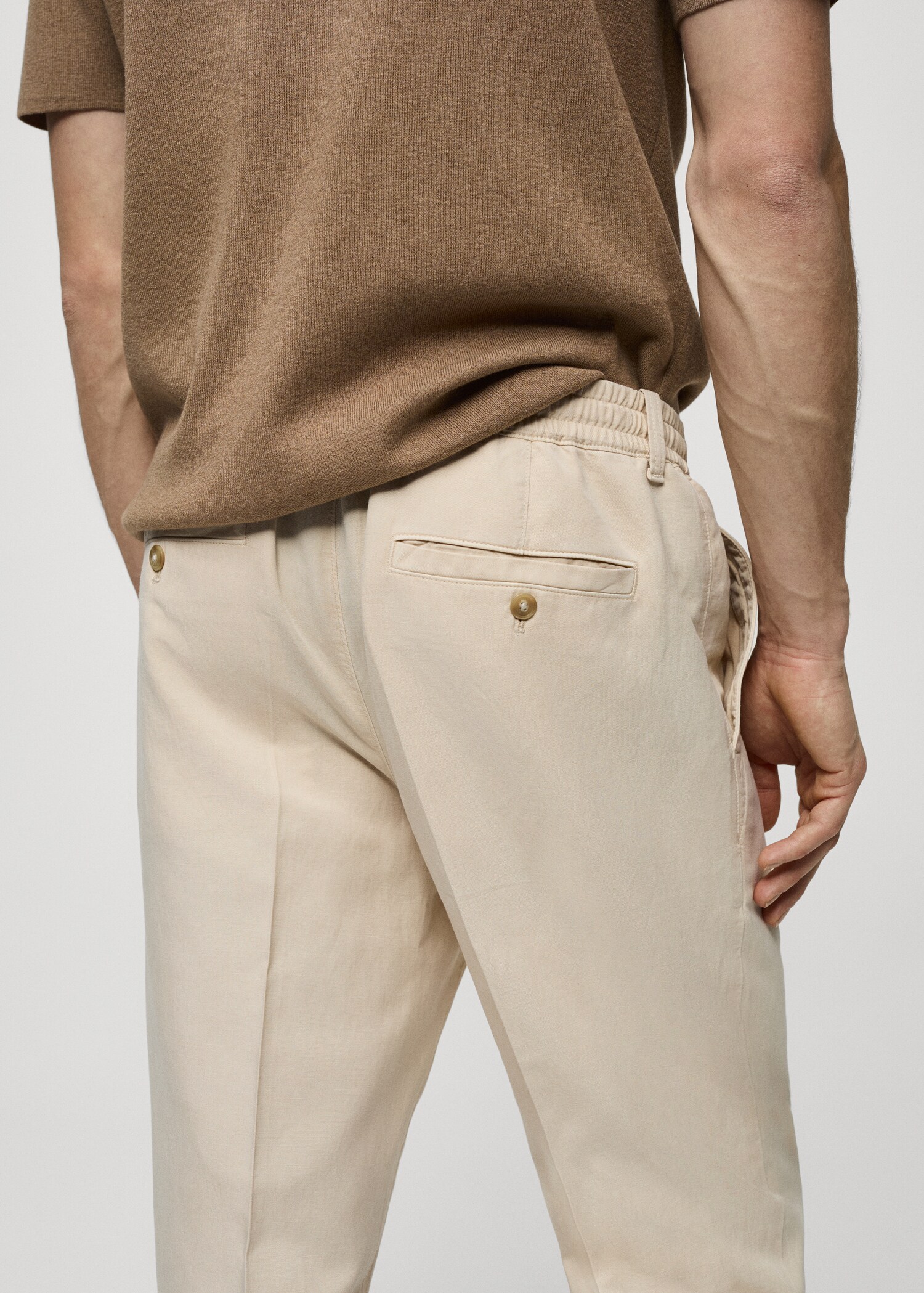 Pantalon slim-fit mélange de lin cordon - Détail de l'article 4