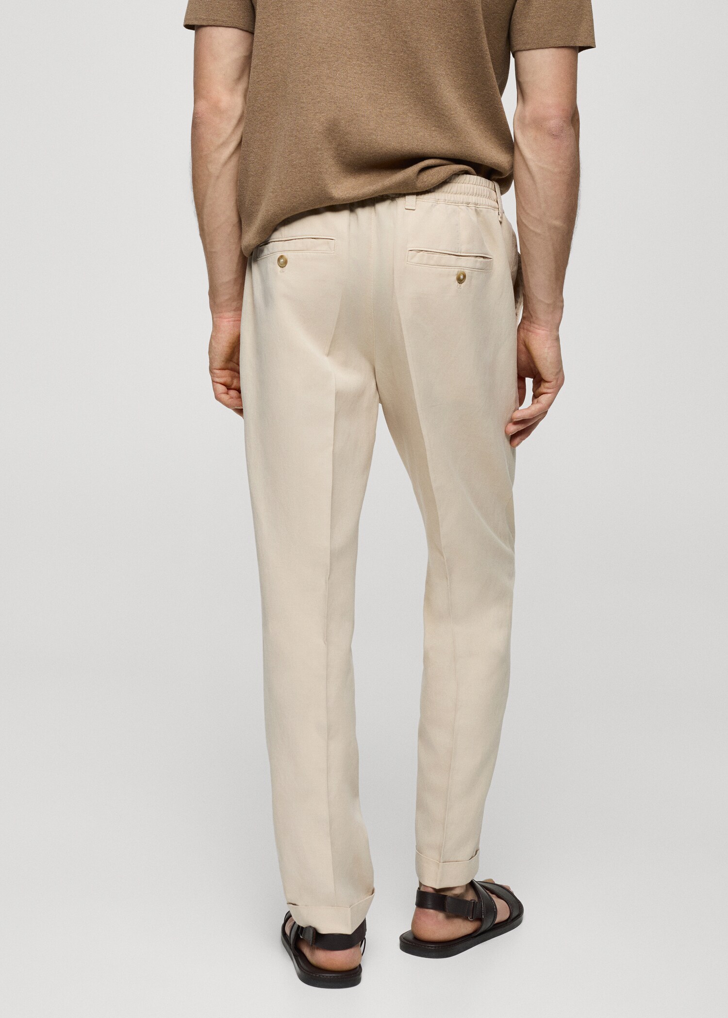 Pantalon slim-fit mélange de lin cordon - Verso de l’article