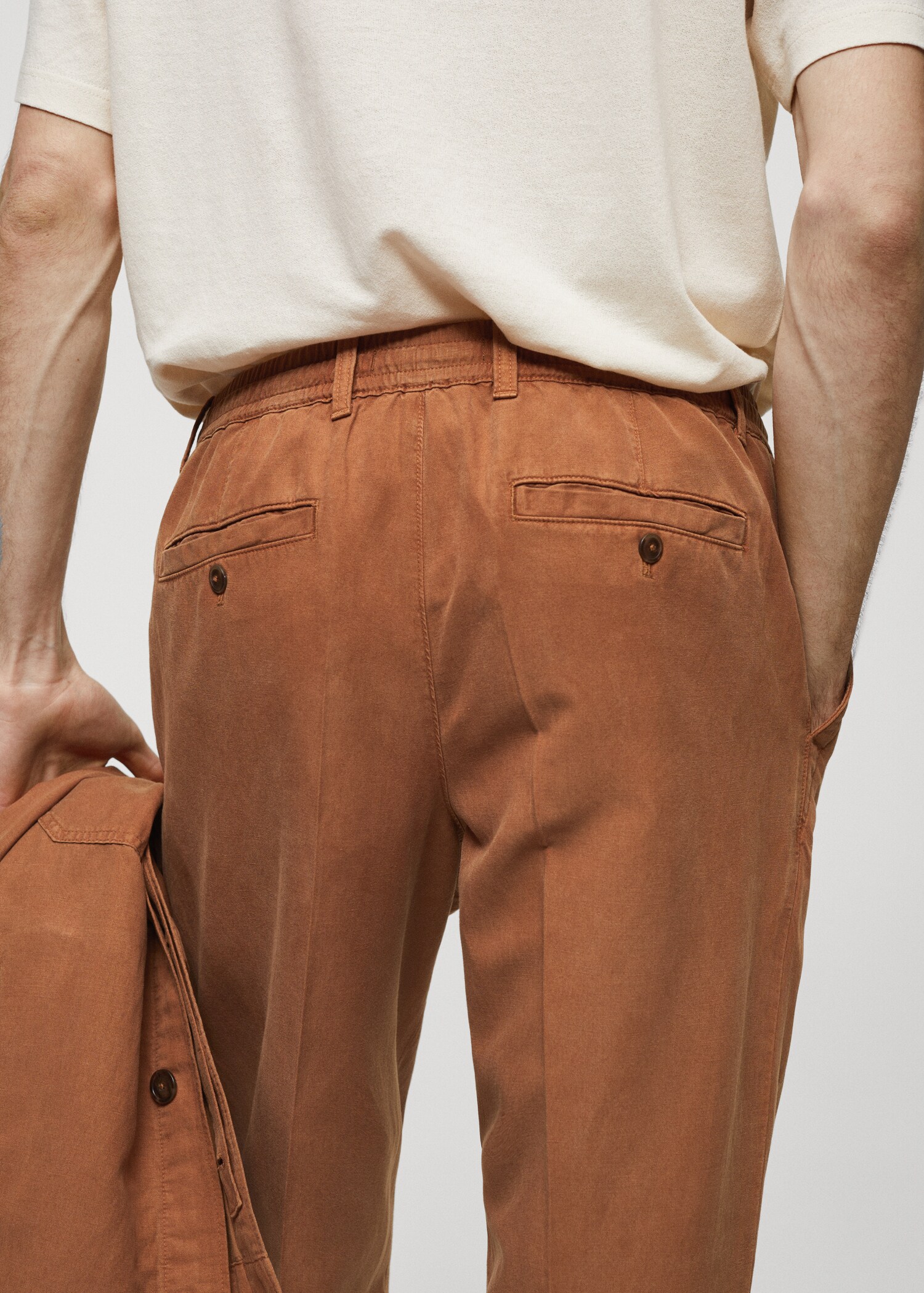 Pantalon slim-fit mélange de lin cordon - Détail de l'article 4