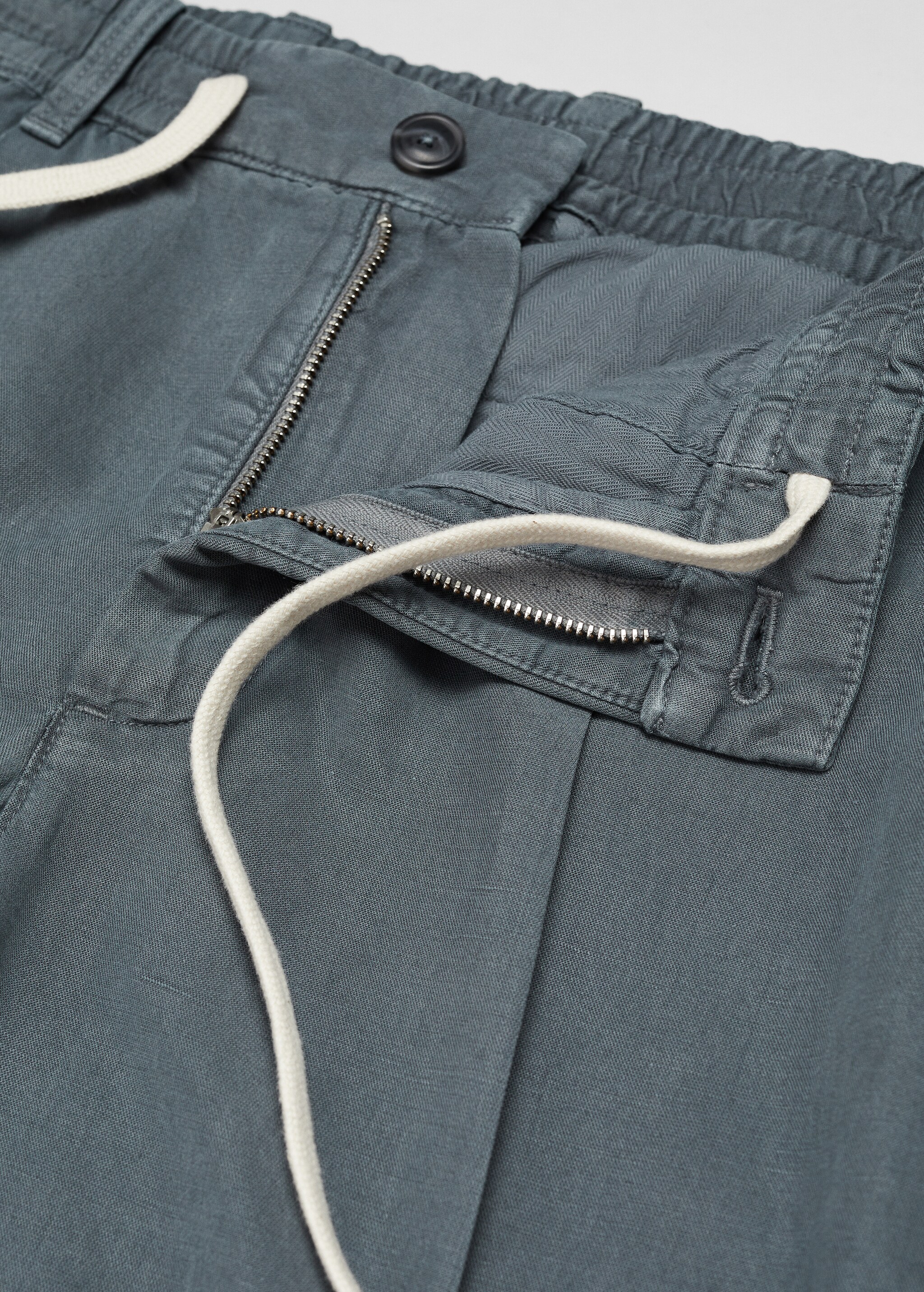 Linen-blend slim-fit trousers with drawstring - Details of the article 8