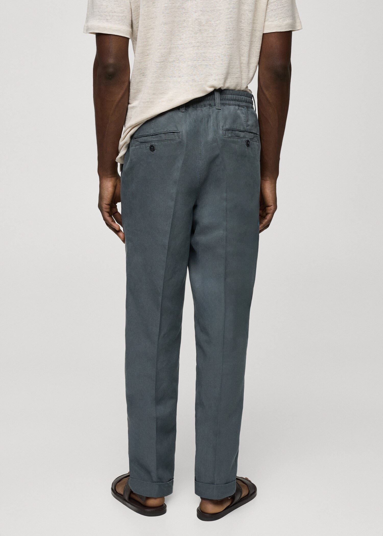Pantalon slim-fit mélange de lin cordon - Verso de l’article
