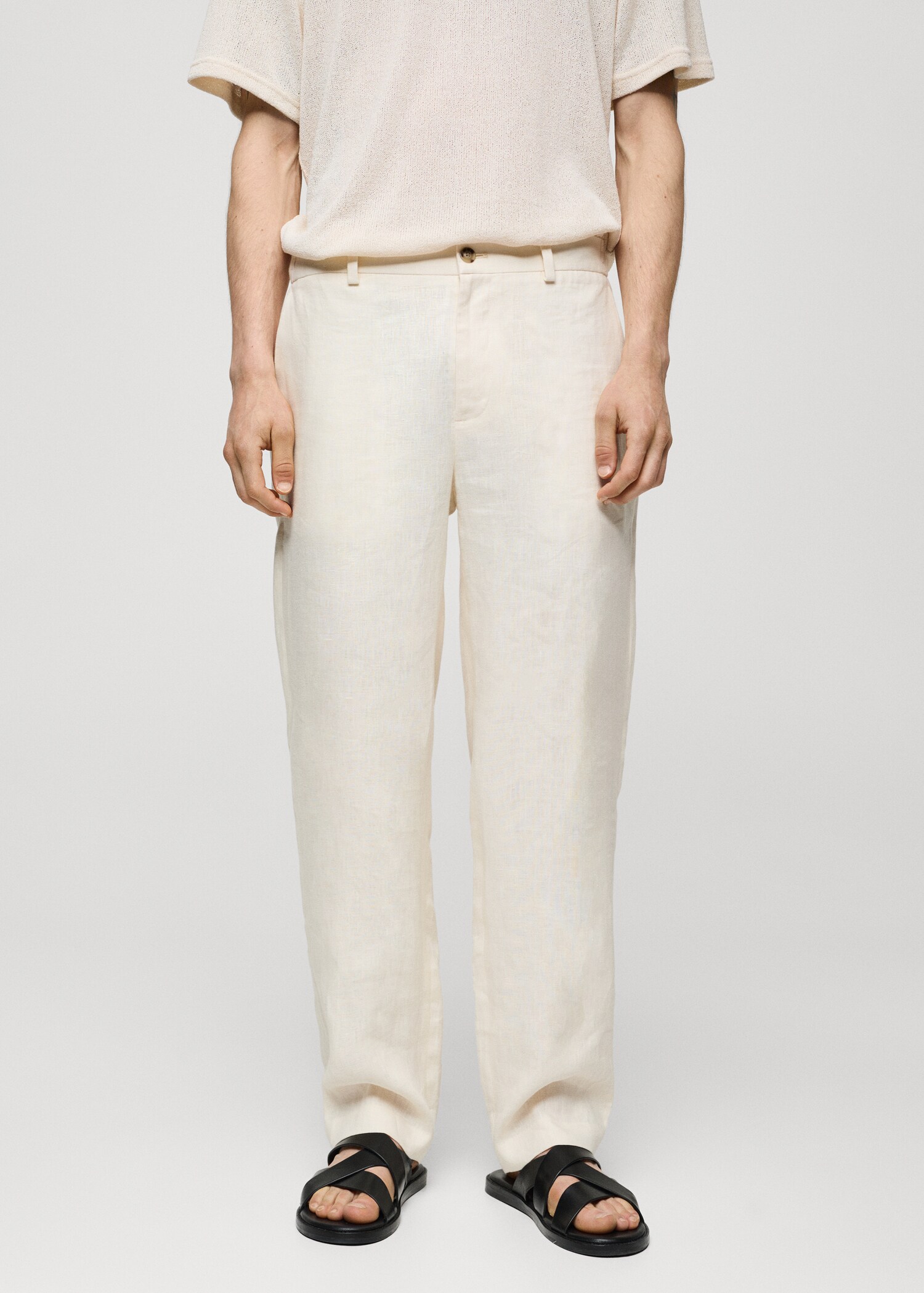 Pantalon 100 % lin relaxed-fit - Plan moyen