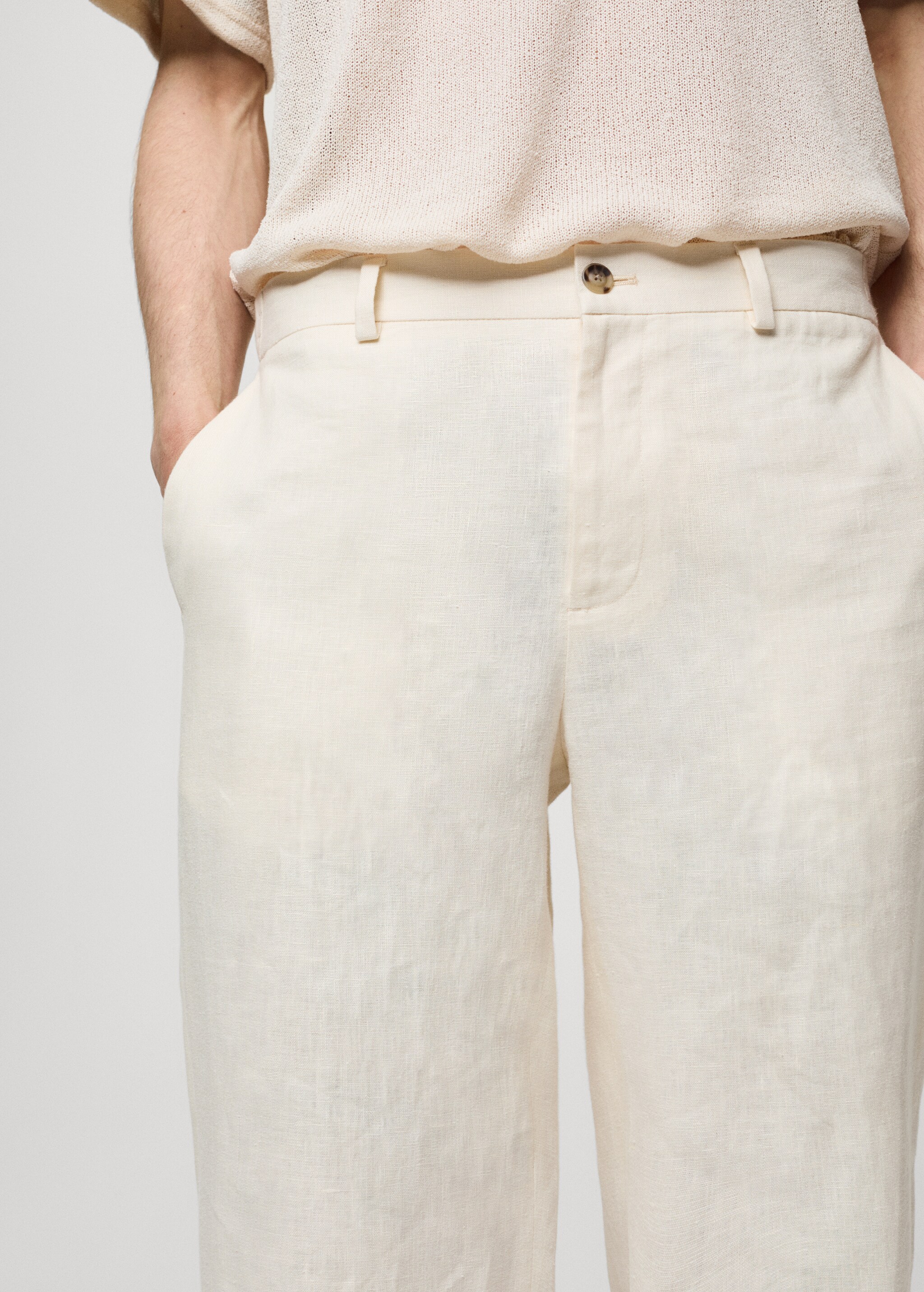 Relaxed-fit 100% linen trousers - Details of the article 1
