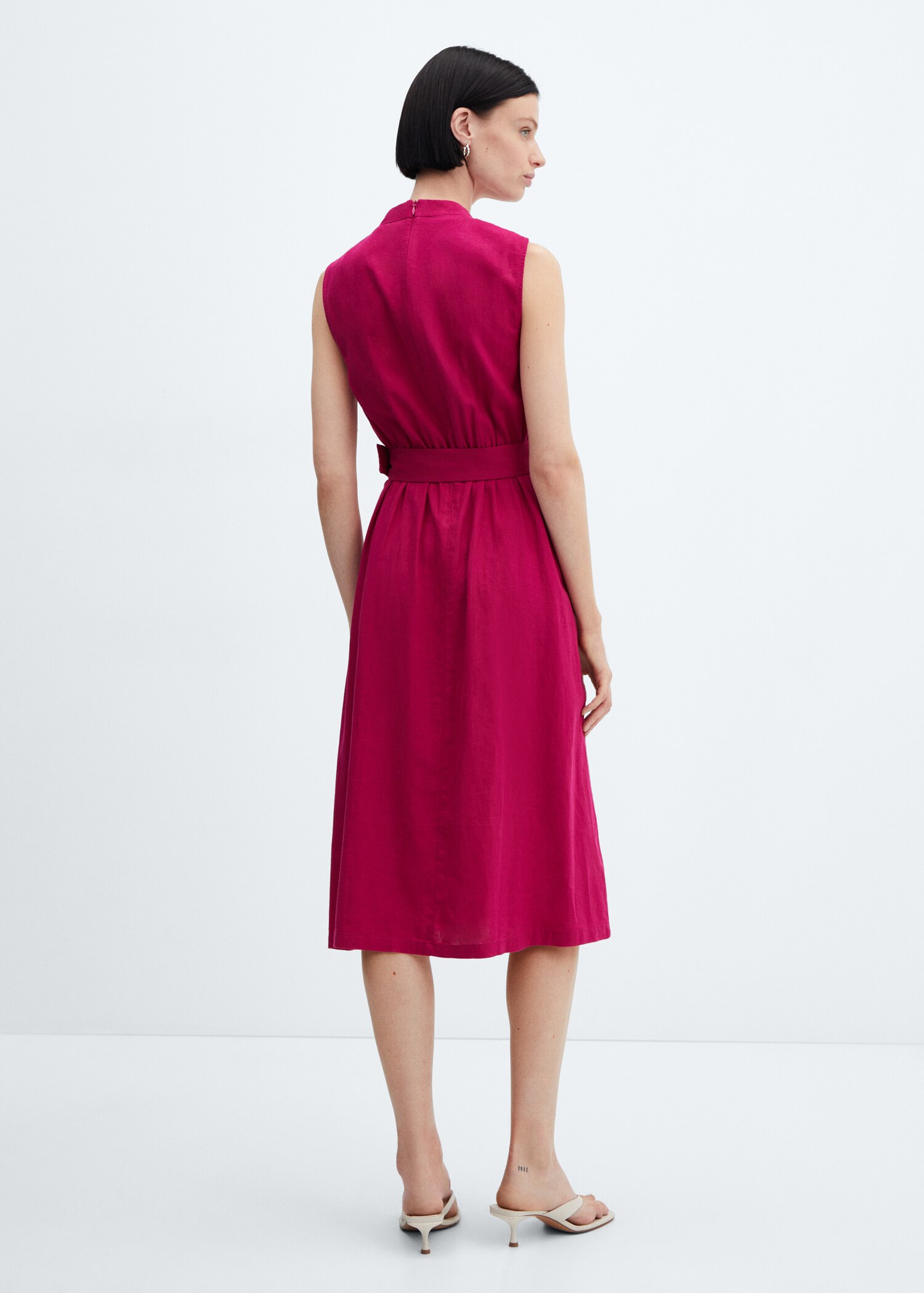Vestido lino cinturón - Reverso del artículo