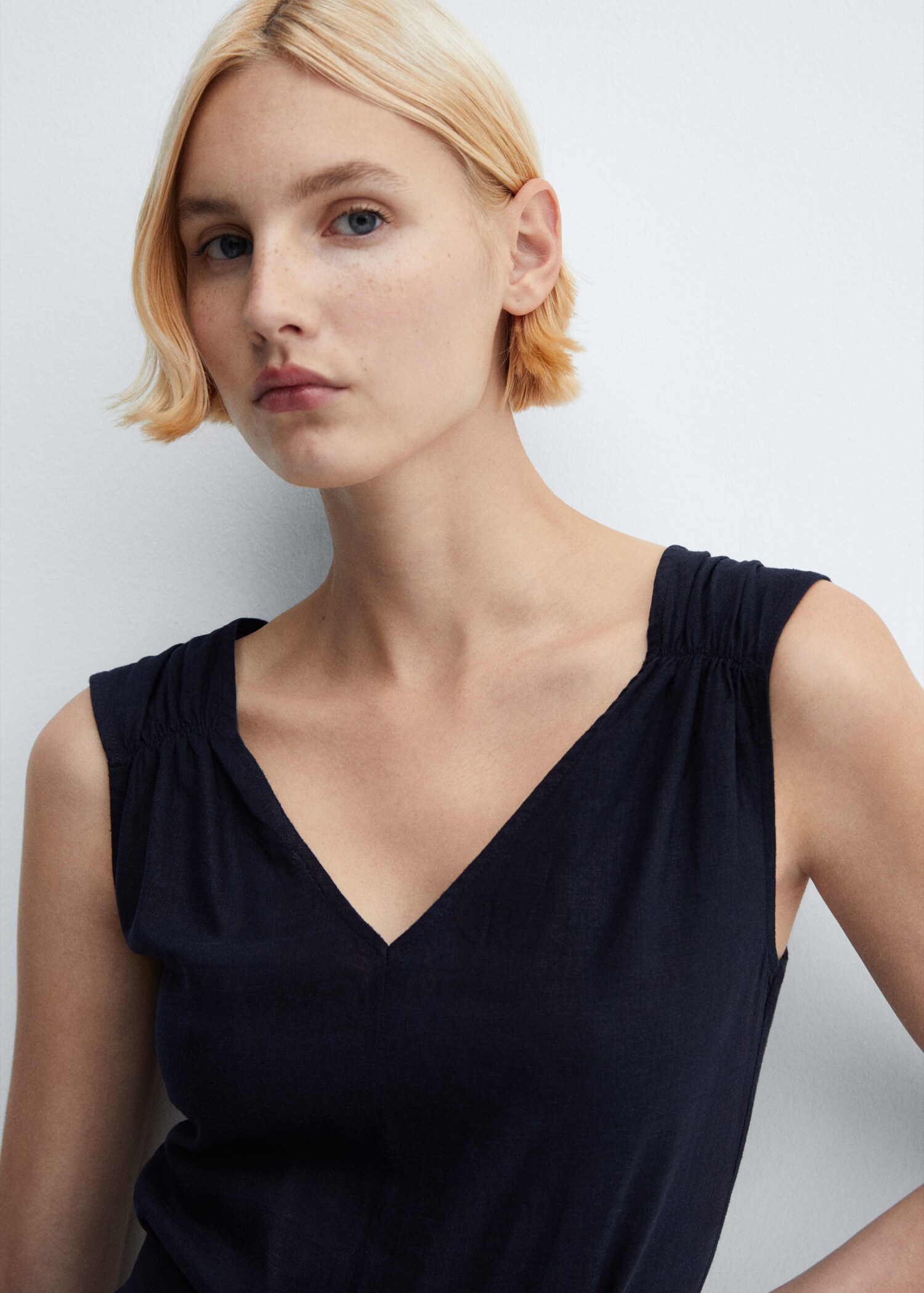 Belt linen jumpsuit Woman MANGO USA