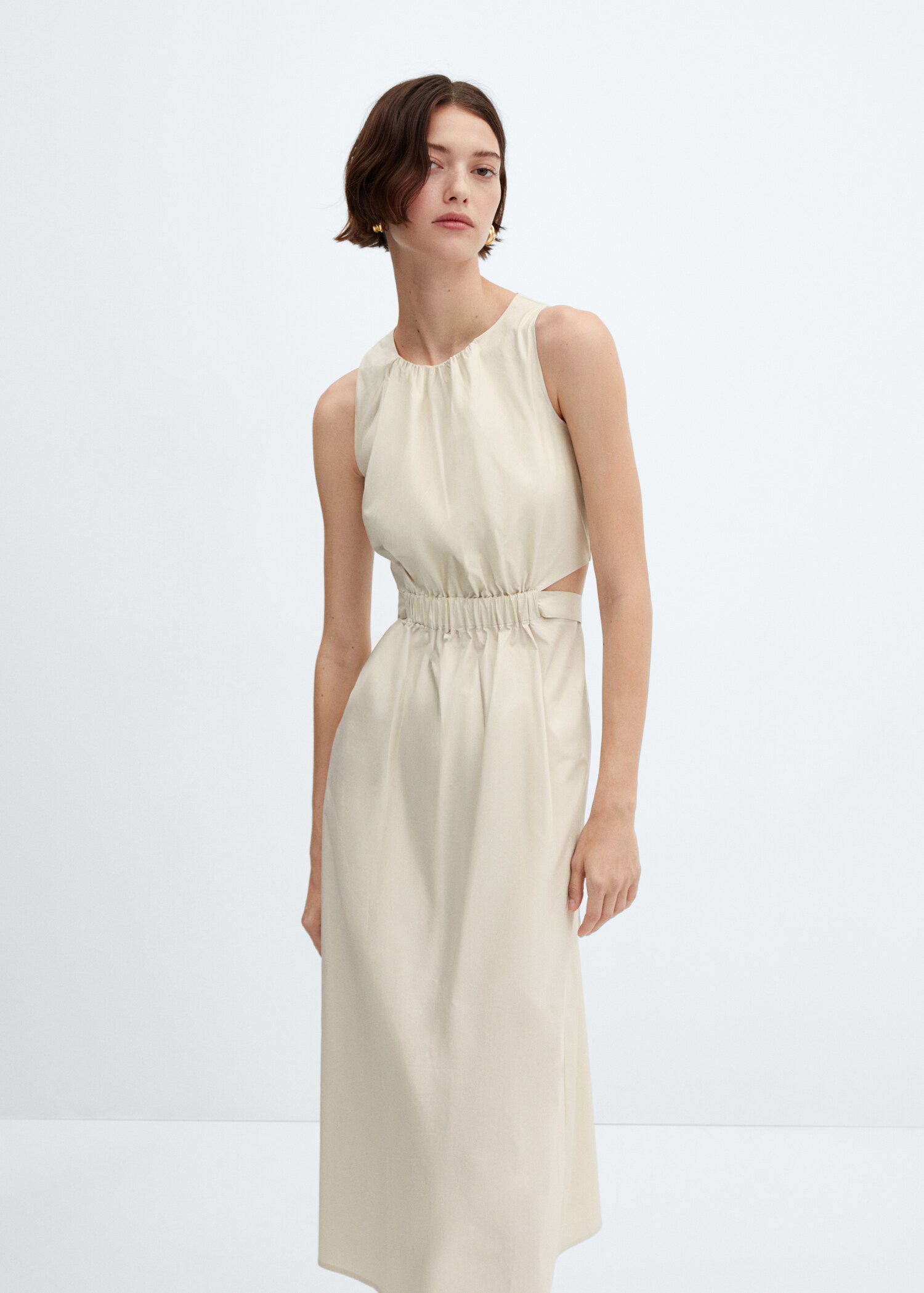 Slit dress with elastic waist - Medium plane