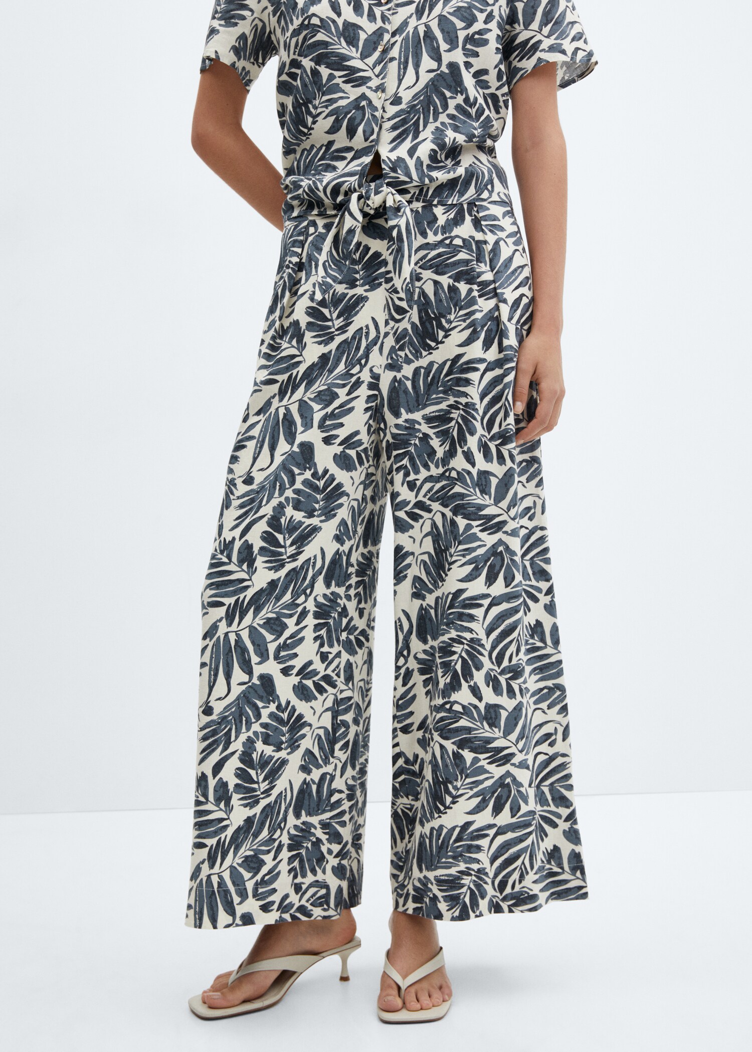 Tropical print linen pants - Medium plane